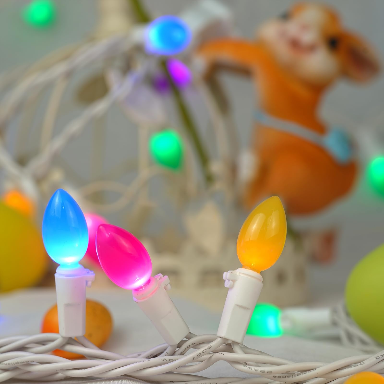 BOHON Easter Decorations - 50 LED Multi Color Fairy Lights, 17FT, White Wire, Ideal for Home, Outdoor, Bedroom, Patio, Wreath, Tree Decor
