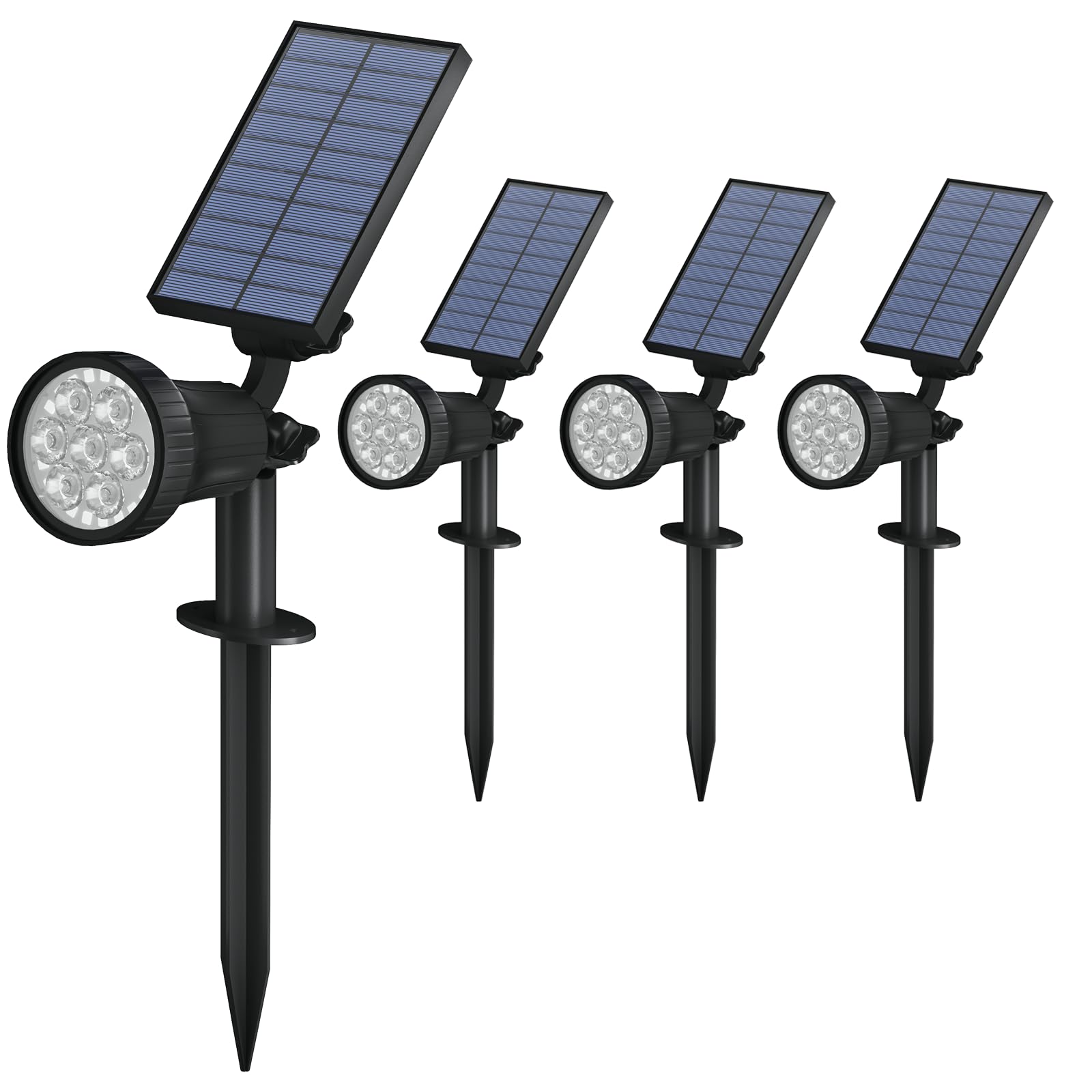 HRUUROO Outdoor Solar Spotlight, 30 LEDs Solar Lights, Auto On/Off with 3 Modes, IP63 Waterproof Landscape Lighting, 4Pack White