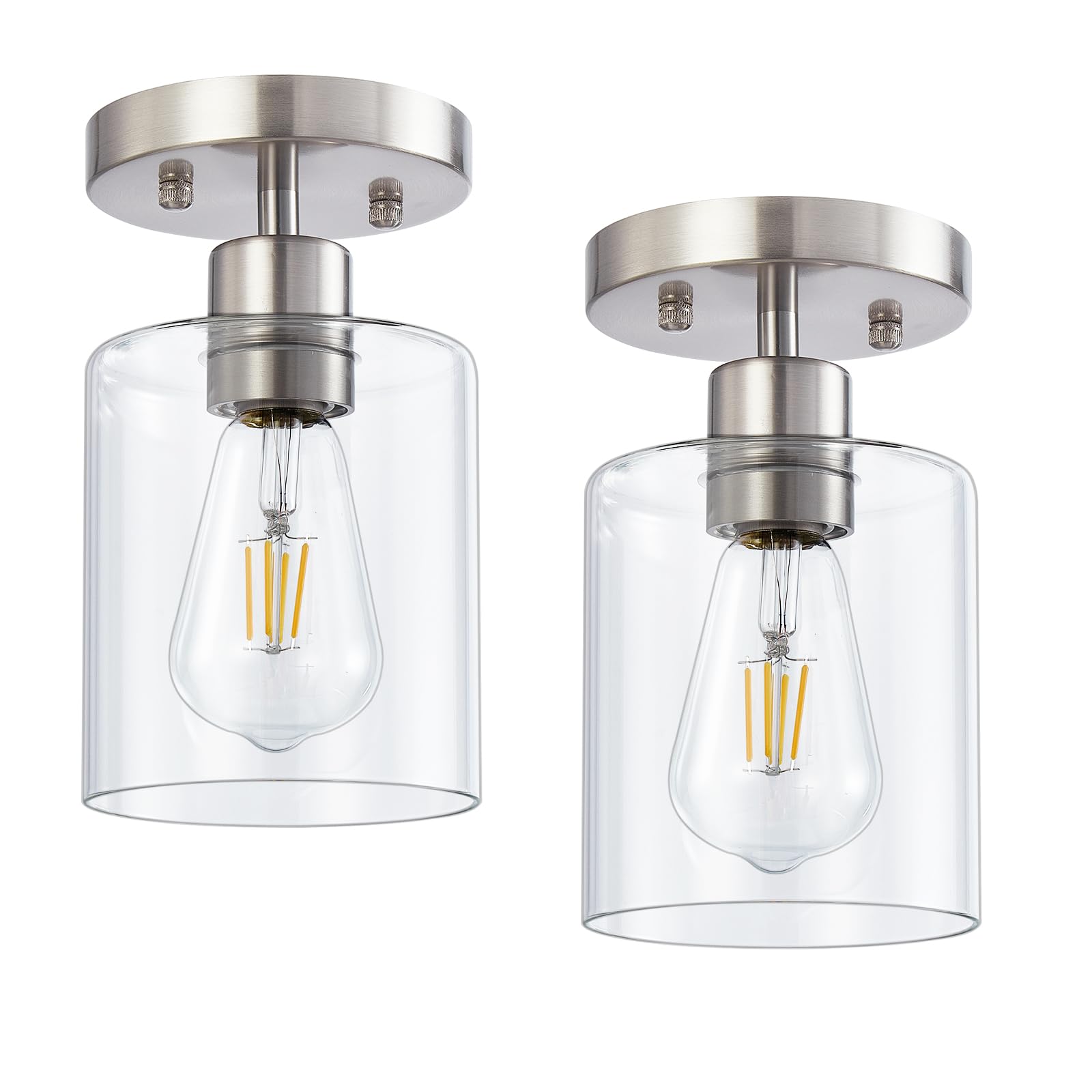 DIDUIO Semi Flush Mount Ceiling Light, 1 Light Brushed Nickel Ceiling Lights, Modern Kitchen Lighting Fixtures Ceiling, Light Fi