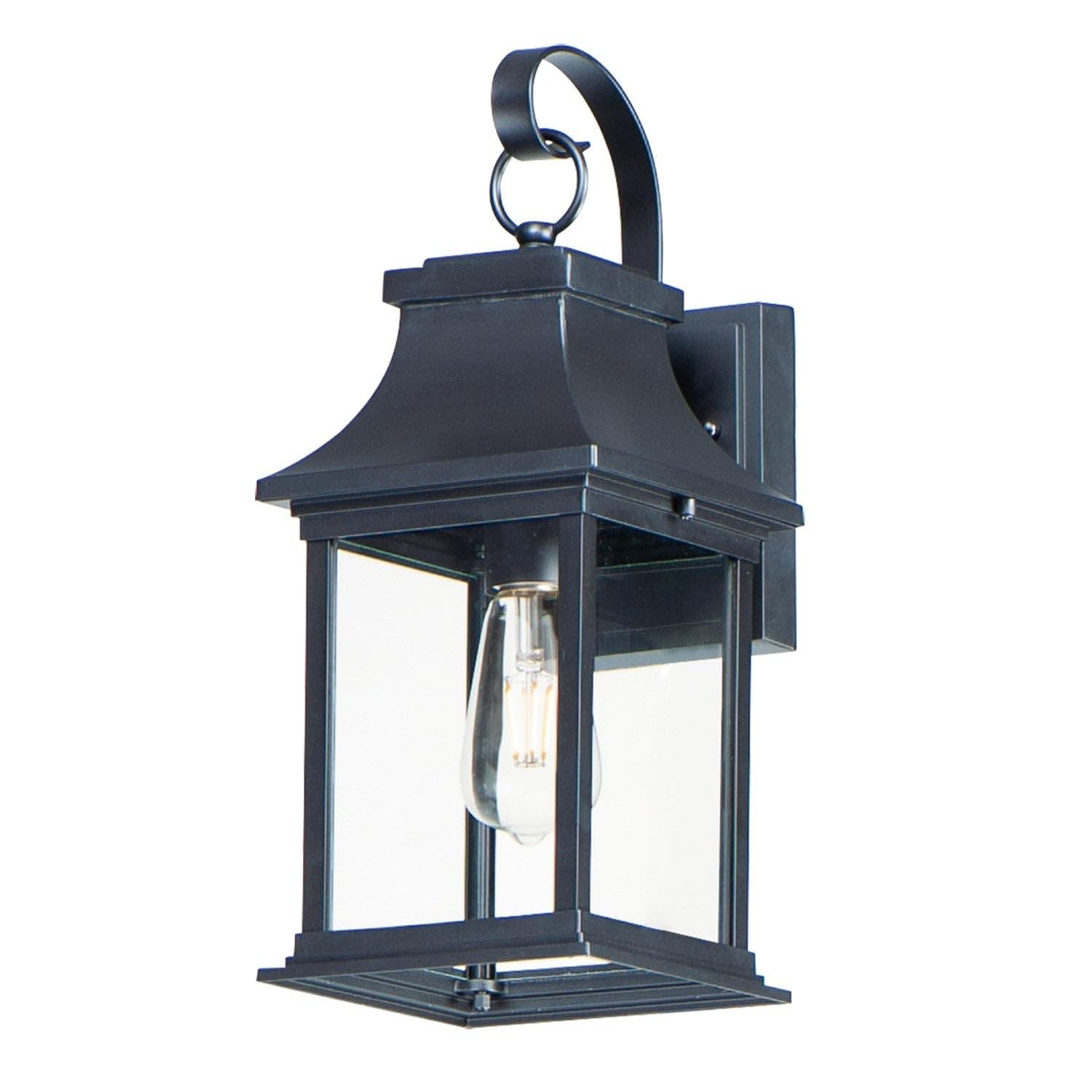 Maxim Vicksburg Outdoor Wall Sconce, 1 Light, 16inH x 6.75inW, Aluminum, Black, Model 30022CLBK