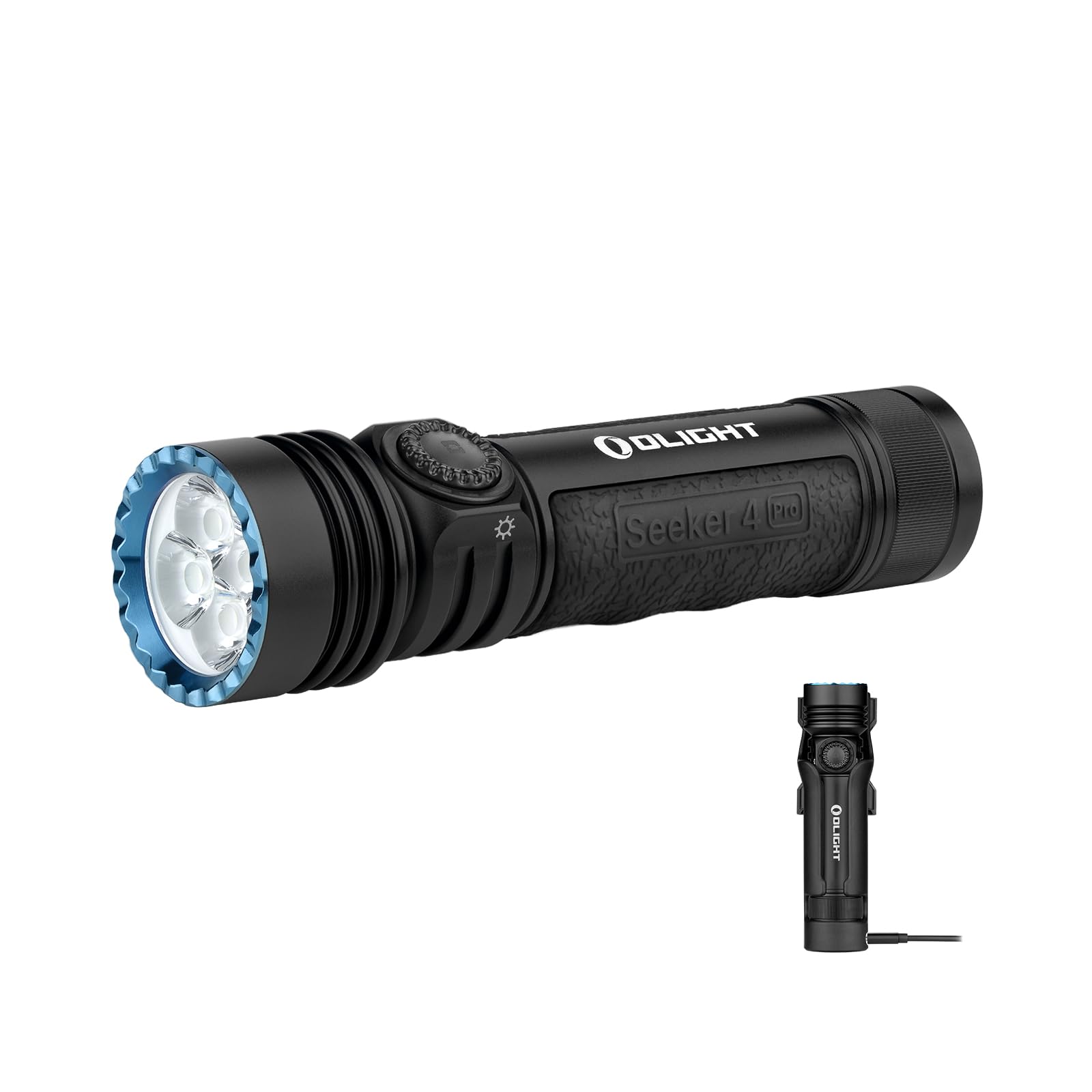 OLIGHT Seeker 4 Pro Flashlight, 4600 Lumens, USB C, Waterproof IPX8, Aluminum, Matte Black