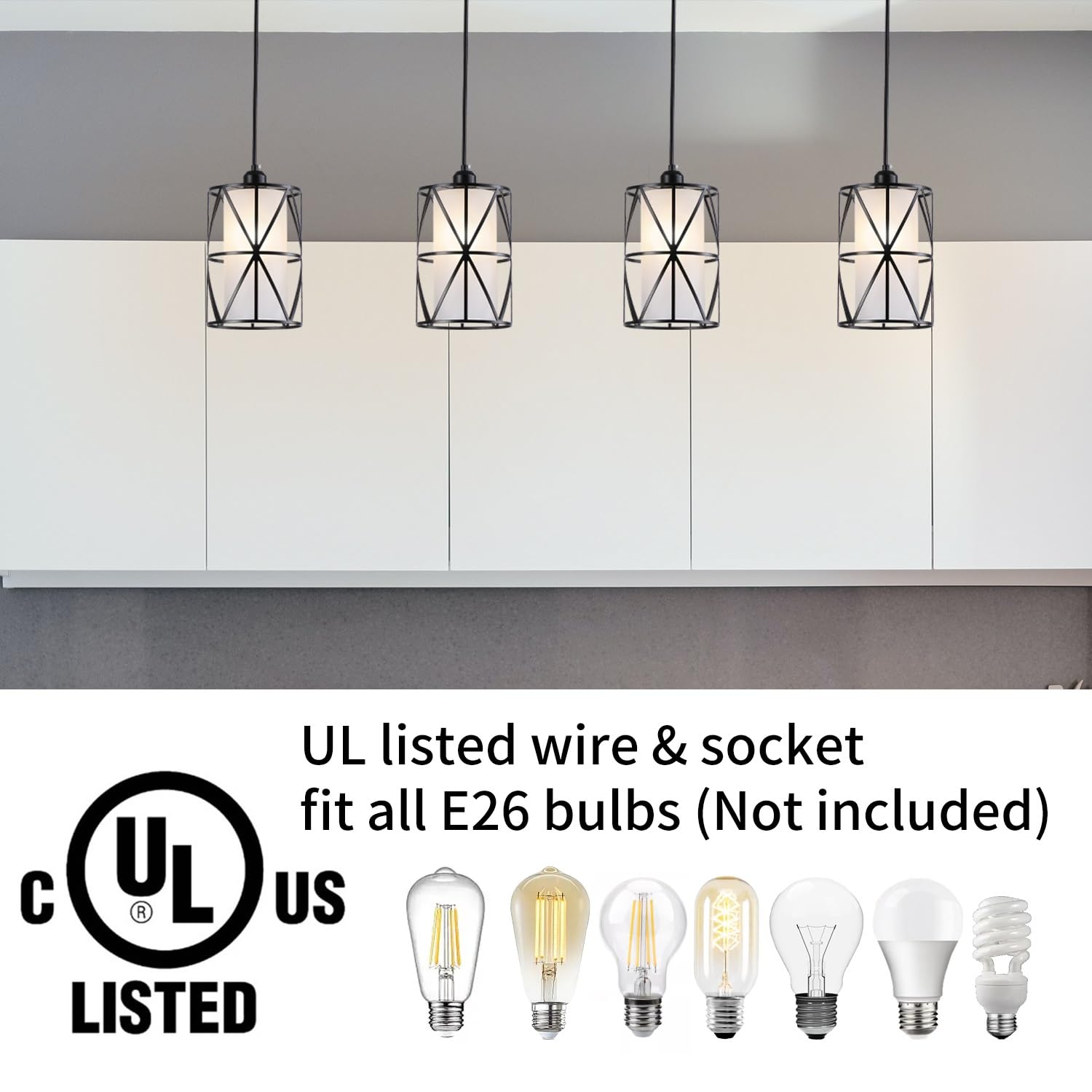 Zlierop Pendant Lights - Matte Black Kitchen Island Lights, Modern Cylindrical Pendant Light Fixtures With Frosted Glass, Small