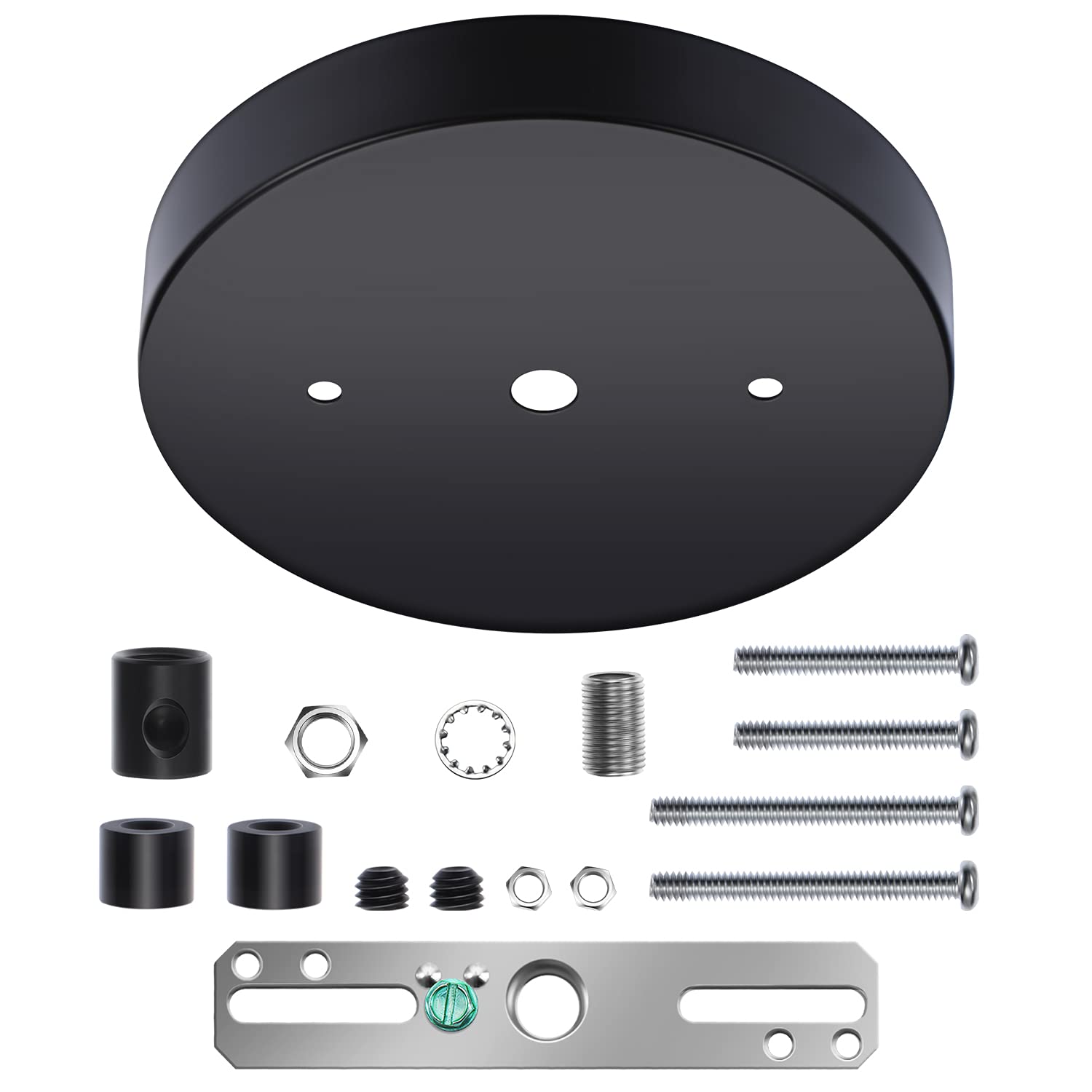 Canomo Ceiling Lighting Canopy Kit, Black Metal Pendant Light Plate Cover, 5.125 Inch, Includes Mounting Hardware