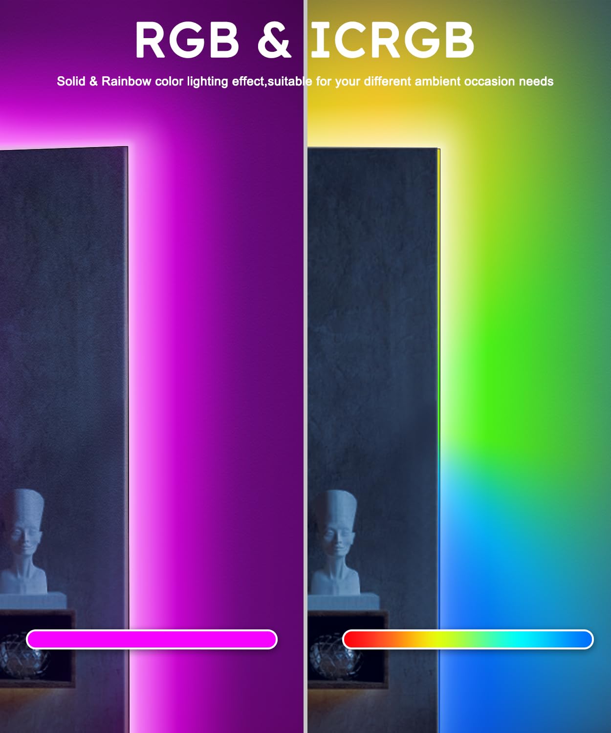 Moriacc Smart Tv Led Backlight,32.8Ft Icrgb Led Lights For Tv,With Remote And App Control, Music Sync Color Changing Strip Light