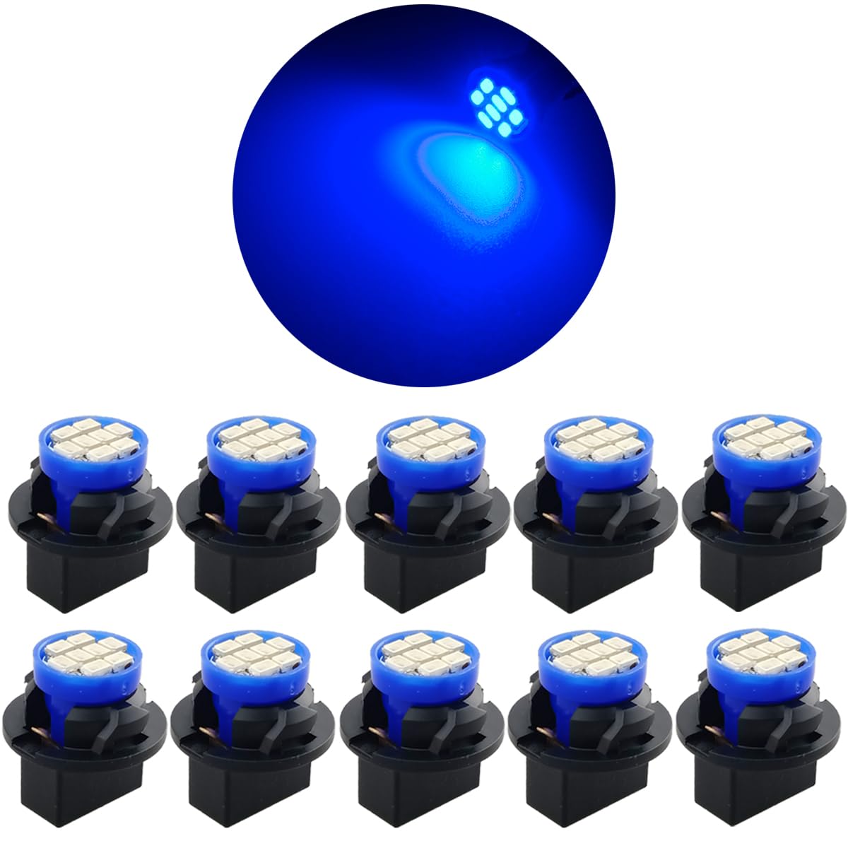 Glofe T10 194 168 Dash Instrument White Led Light Bulbs Bright Panel Gauge Cluster Dashboard Bulbs 10Pcs/Set (Blue)