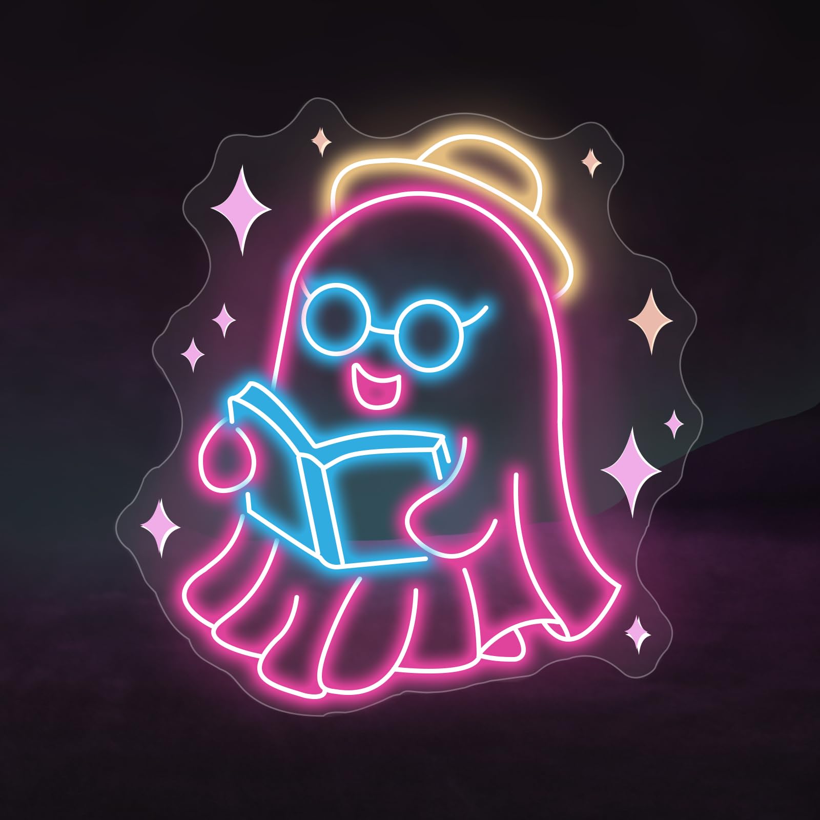Ghosts Reading Neon Sign Spooky Boo Reading Sign  Ghosts Reading Sign  Spooks Reading  Book Lover Gift  Bookworm Room Decor  Back To School  13.8X13.2