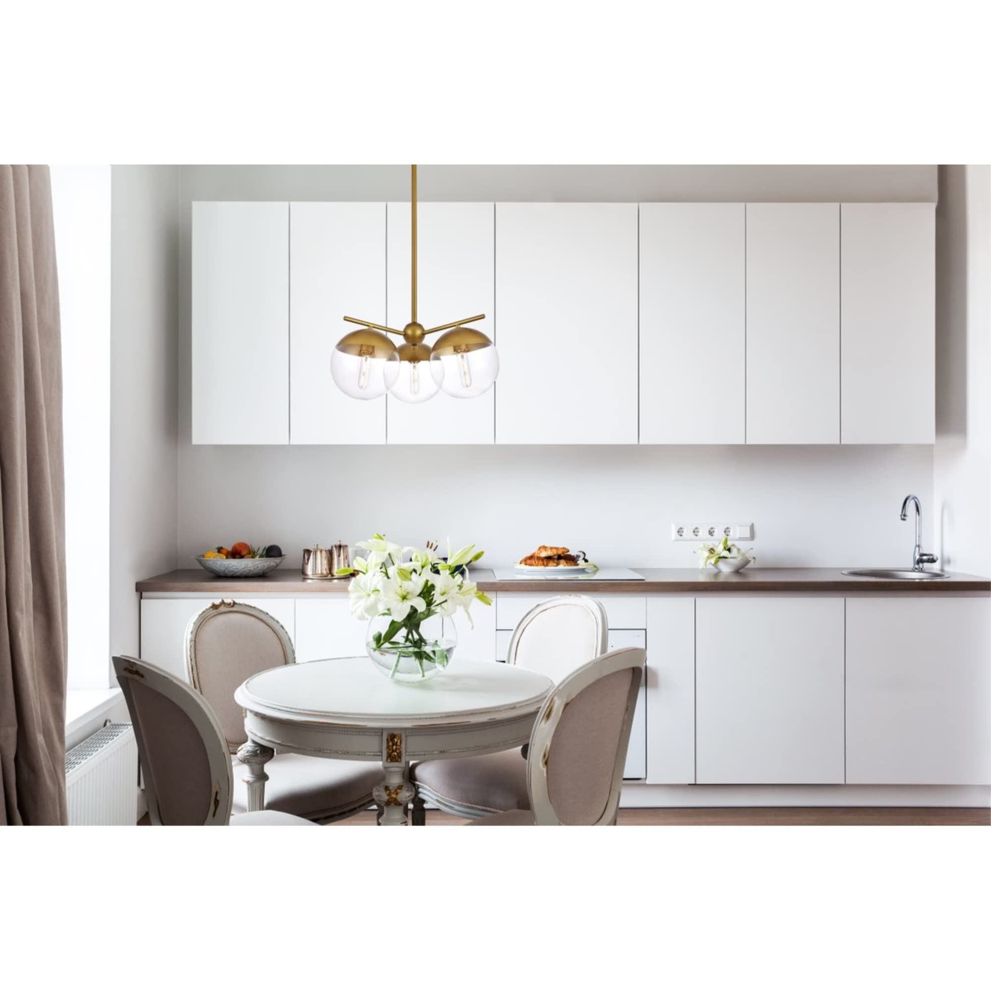 Living District Eclipse 3 Lights Brass Pendant With Clear Glass