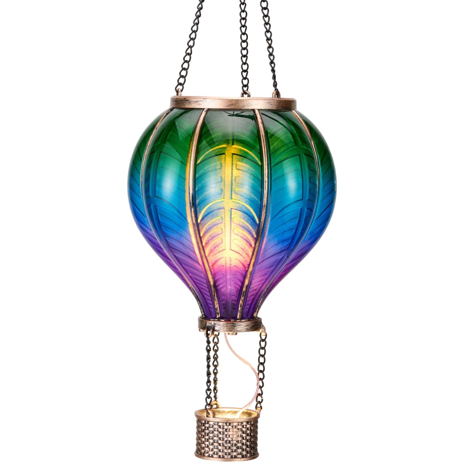 TERESAS COLLECTIONS Hot Air Balloon Solar Lantern, Flickering Flame Hanging Light, Multicolor Plastic, Model 1