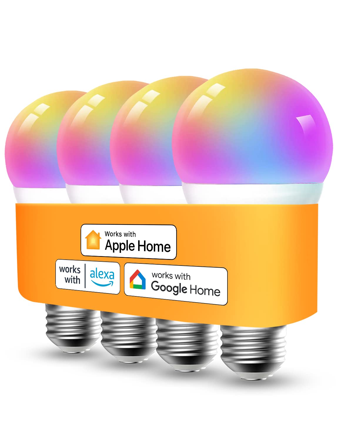 Refoss Smart Bulbs, A19 Led, 4 Pack, Color Changing, Homekit, Alexa, Google, 2700K
