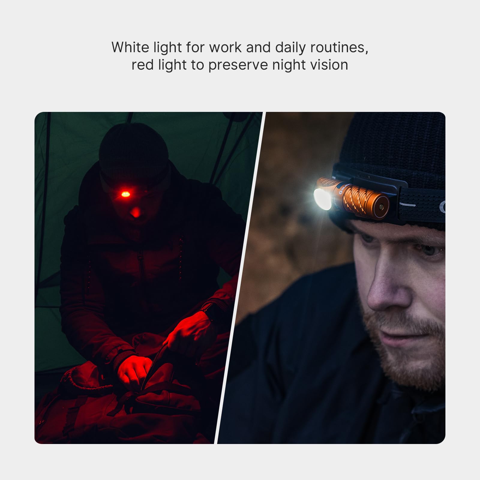 OLIGHT Perun 3 Mini Headlamp 1250 Lumens LED Flashlight, Rechargeable, Red Light Option, 6061-T6 Aluminum, Orange, Model O-PERUN3MIN