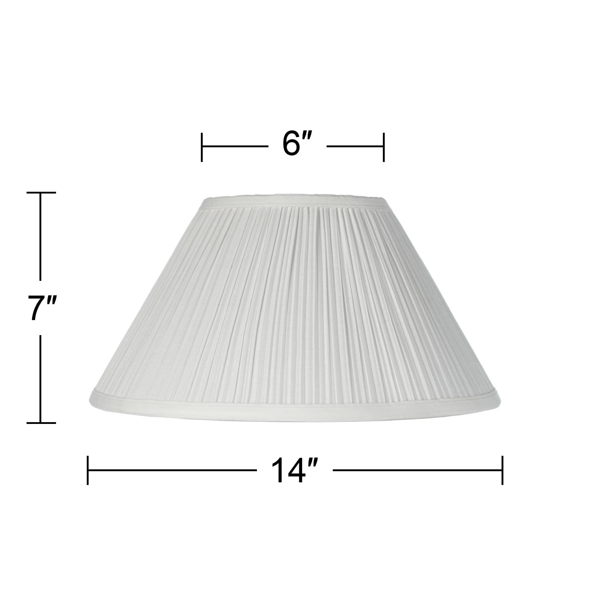 Ivory Mushroom Pleated Medium Lamp Shade 6&quot; Top X 14&quot; Bottom X 7&quot; High X 8&quot; Slant (Spider) Replacement With Harp And Finial - Springcrest