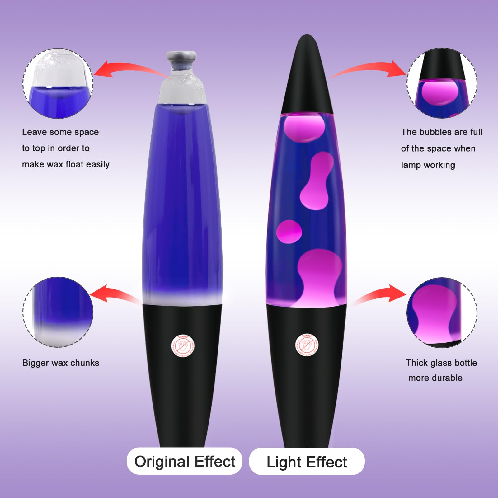 Vanful Purple Magma Lamp - 16" Soothing Liquid Motion Light with Black Base for Home Decoration, Bedroom, Living Room, Kids and Adults