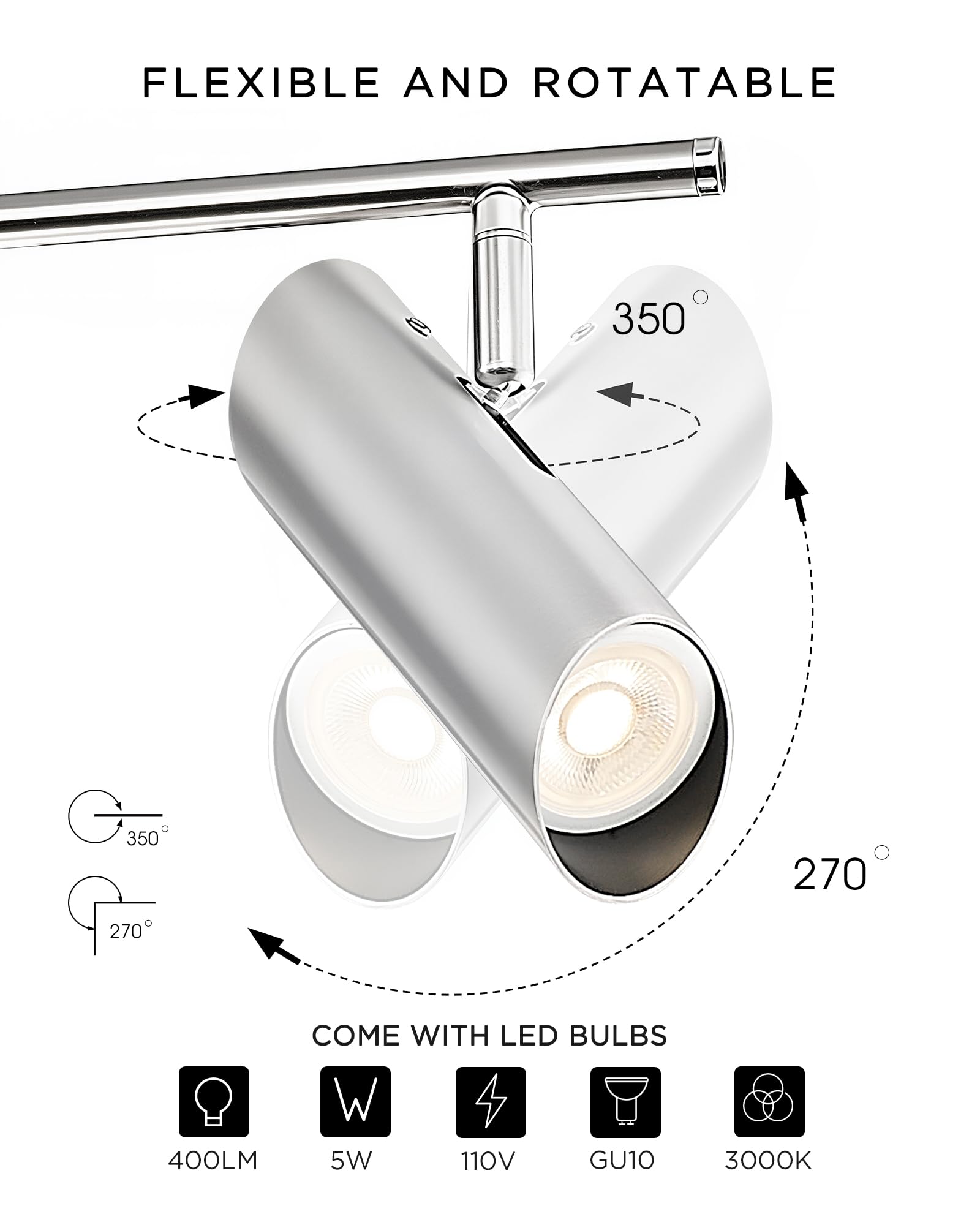 Femila 50 Led Track Lighting  3000K Led Bulbs Included  Kitchen Track Lighting Fixtures Ceiling  4Fs79Tl-6 Bn