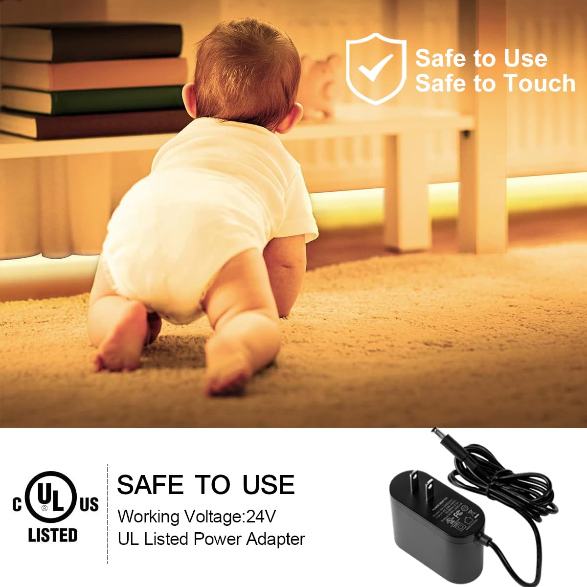 Wefomey LED Strip Lights 24V Dimmable 131ft Flexible Tape Light, Tunable White, Remote & App Control, UL-Listed Power Supply