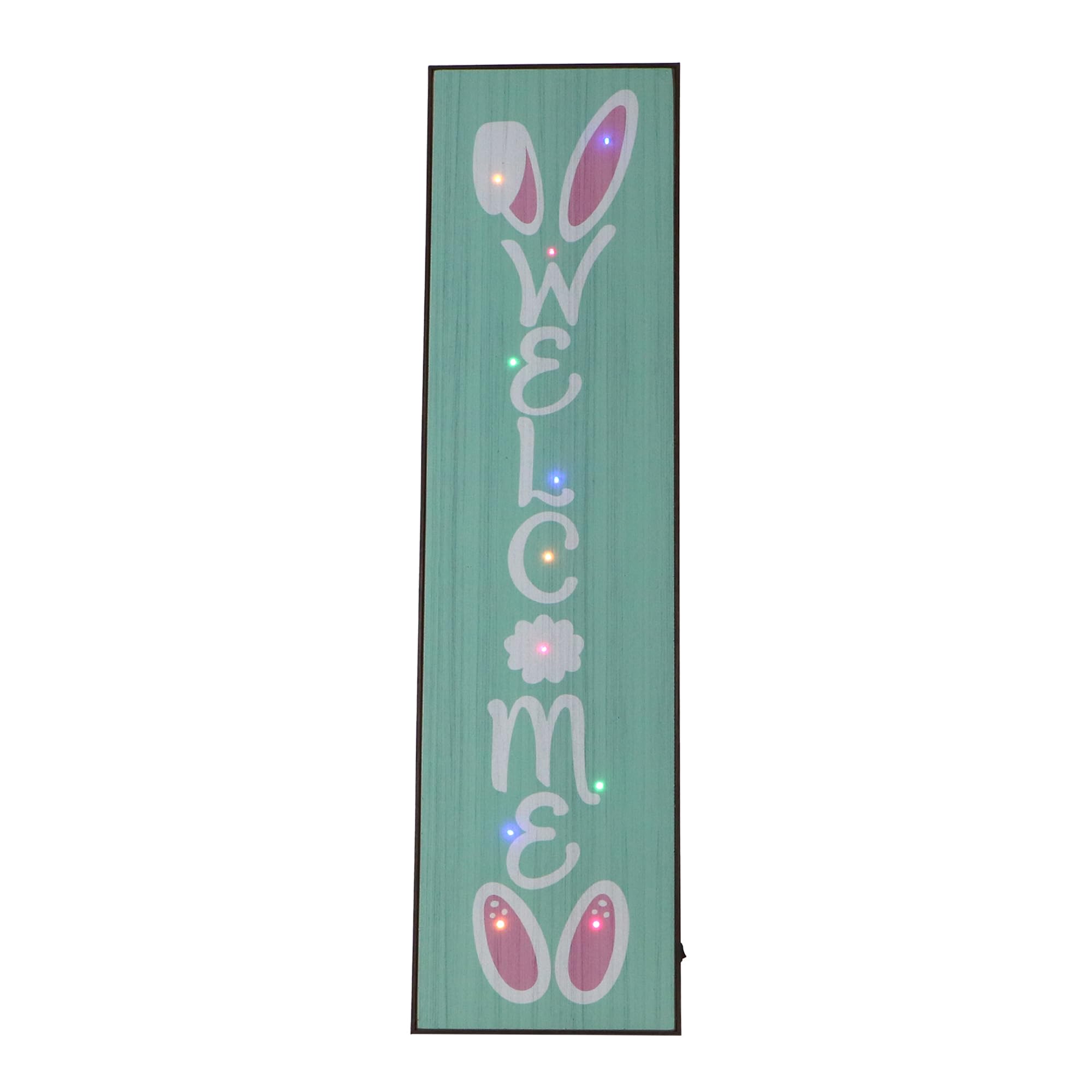 Fraser Hill Farm 45&quot; Easter Welcome Sign With Bunny Ears And Multicolor Led Lights Perfect For Front Porch, Patio, And Foyer, Festive Porch Leaner For Indoor Or Outdoor Spring Decoration