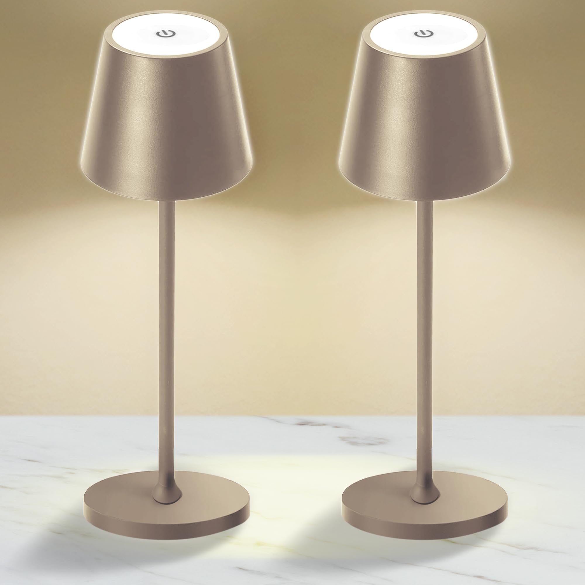 Casabola 2 Pack Cordless Table Lamp,Portable Led Desk Lamp, 5200Mah Battery Operated, 3 Color Stepless Dimming Up, For Restauran