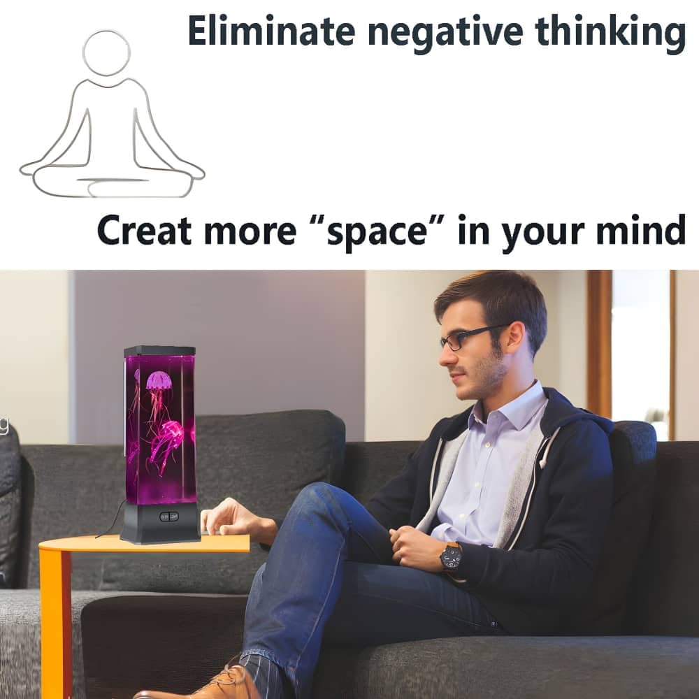 COLORLIFE Electric Jellyfish Tank Table Lamp - Color Changing Light, Black, Model GSL-001, Plastic, Mood Light for Home Deco