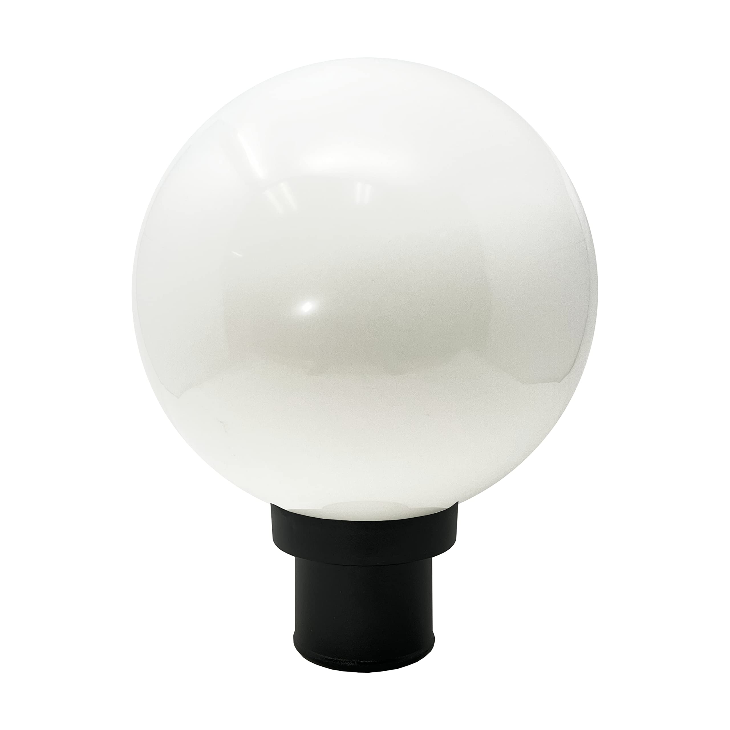 KastLite Lamp Post Globe Combo | 10in White Acrylic Lens | Black Fitter | Fits 3in Posts | Includes 5000K LED Bulb | Model KL-X-20010-W