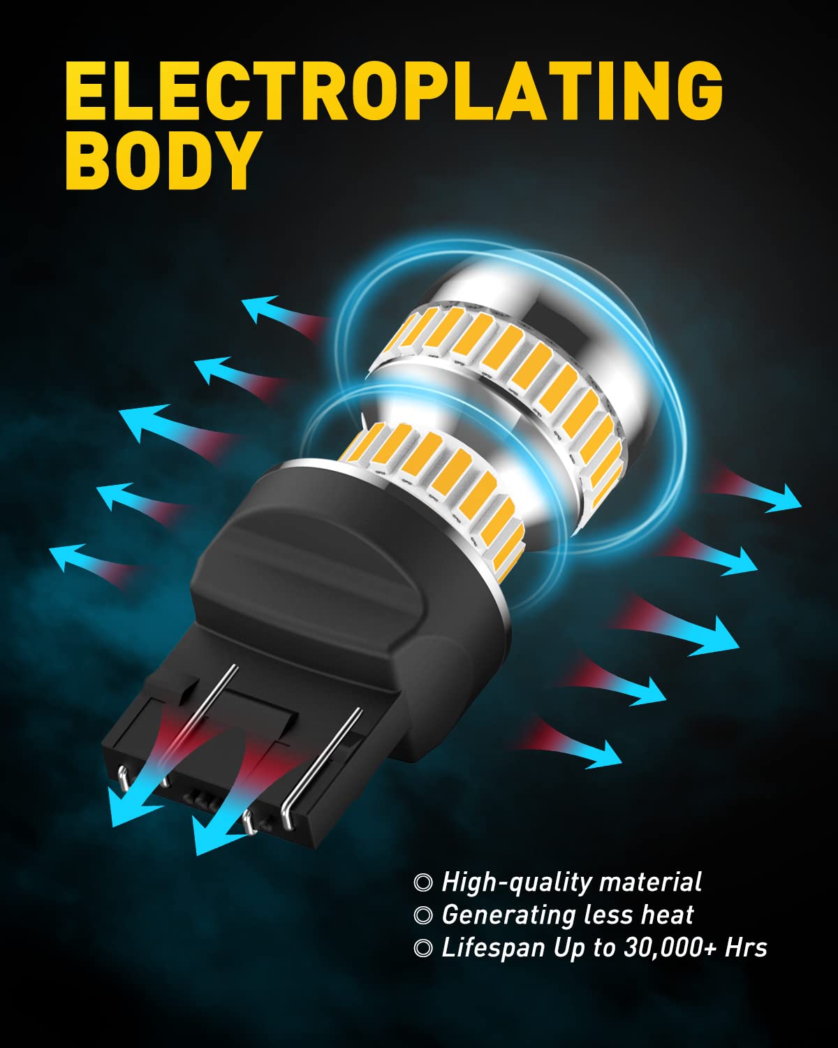 AUXITO LED Turn Signal Light Bulbs 3157 Amber Yellow 400% Brighter for Blinker Parking Brake Lights, Pack of 2