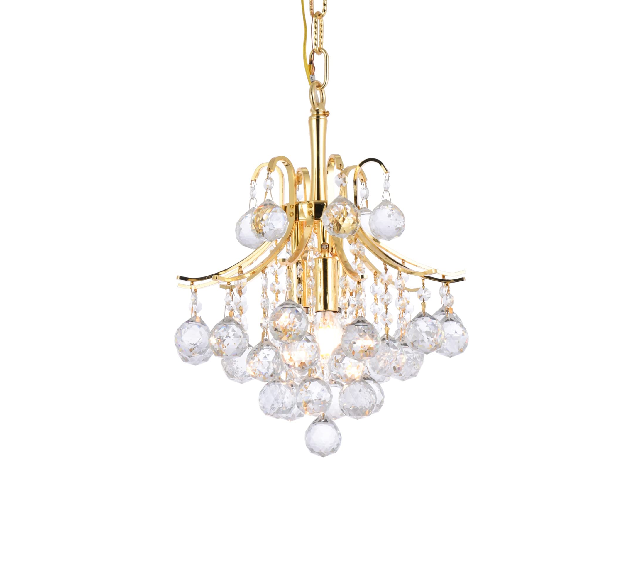 Elegant Lighting Toureg - Three Light Pendant-Gold Finish-Royal Cut Crystal Type -Traditional Installation