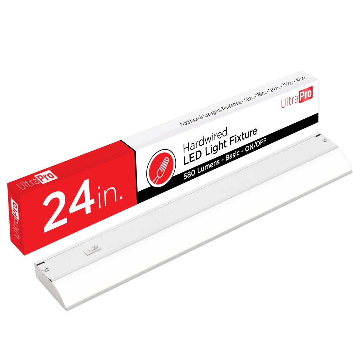Ultrapro 24&quot; Hardwired Under Cabinet Lights, 2700K Warm White, Kitchen Lighting, White