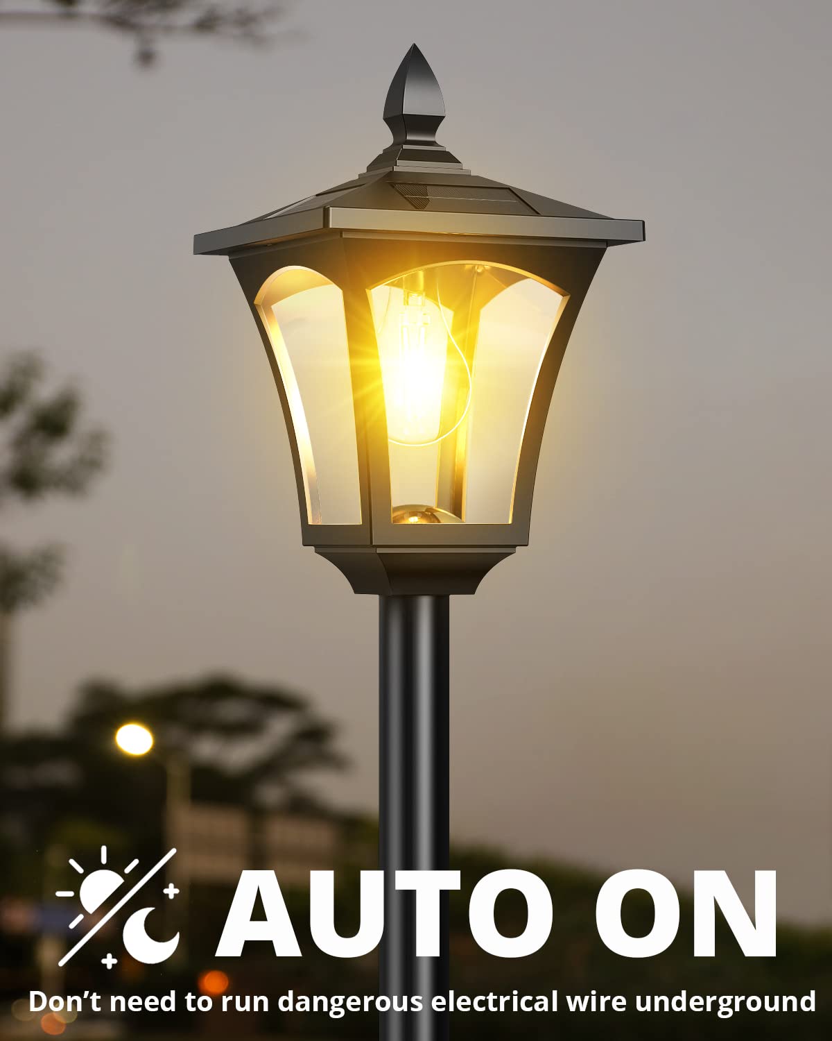 DOESLAG Solar Lamp Post Light with Planter, Waterproof, Warm White, Model ZC09A25WW