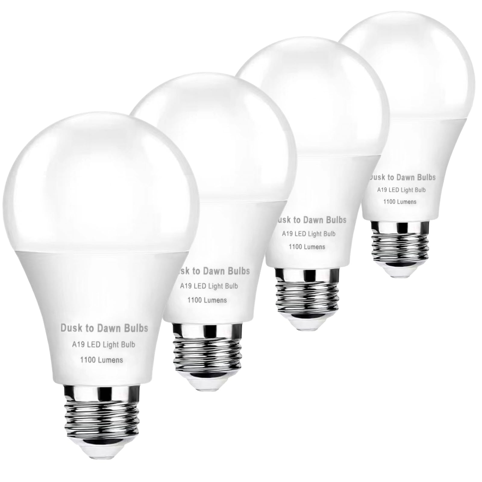 4-Pack Dusk To Dawn Light Bulbs Outdoor 75 Watt Equivalent, Automatic On/Off Sensor Led Bulb, 10W Daylight 5000K, 1100 Lumen, A1