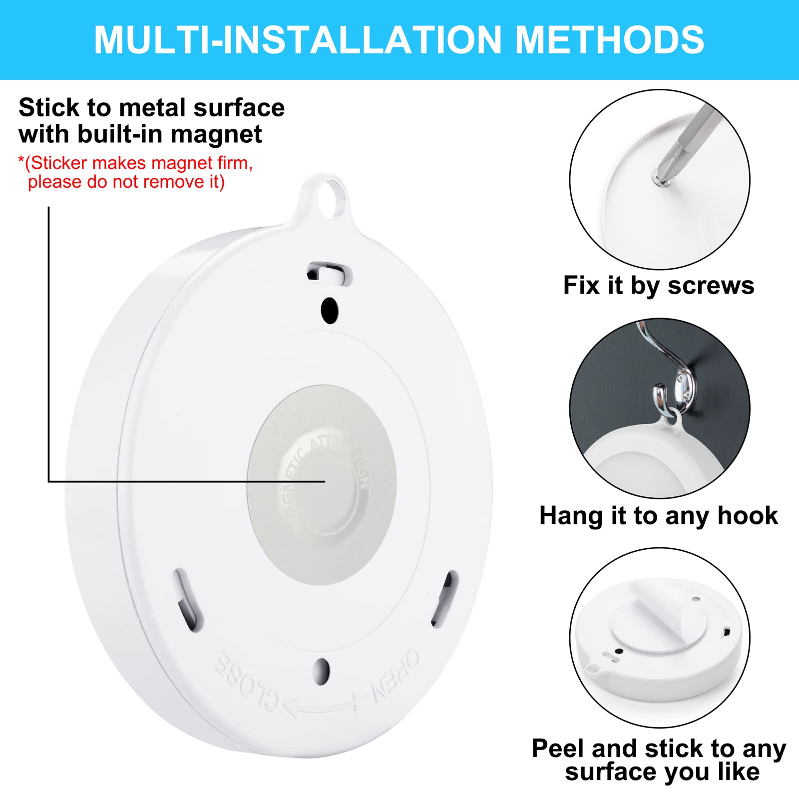 Mlambert LED Night Light 4 Pack, Motion Sensor, Cordless, Battery-Powered, Plastic, Cool White
