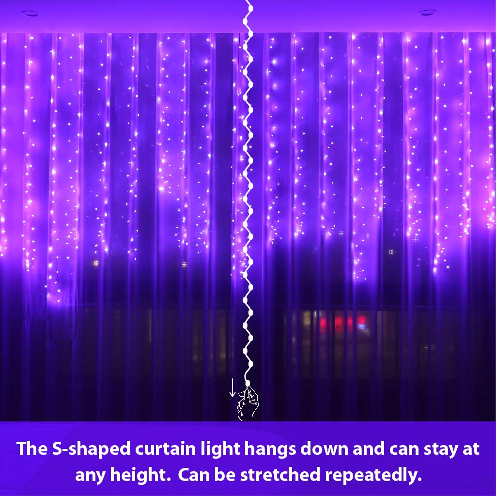 Hxweiye 300Led Purple Fairy Curtain Hanging Lights With Remote 8 Modes Timer For Bedroom, 9.8X9.8Ft Usb Plug In Christmas Fairy String Lights For Outdoor, Weddings, Party, Garden, Wall, Decorations