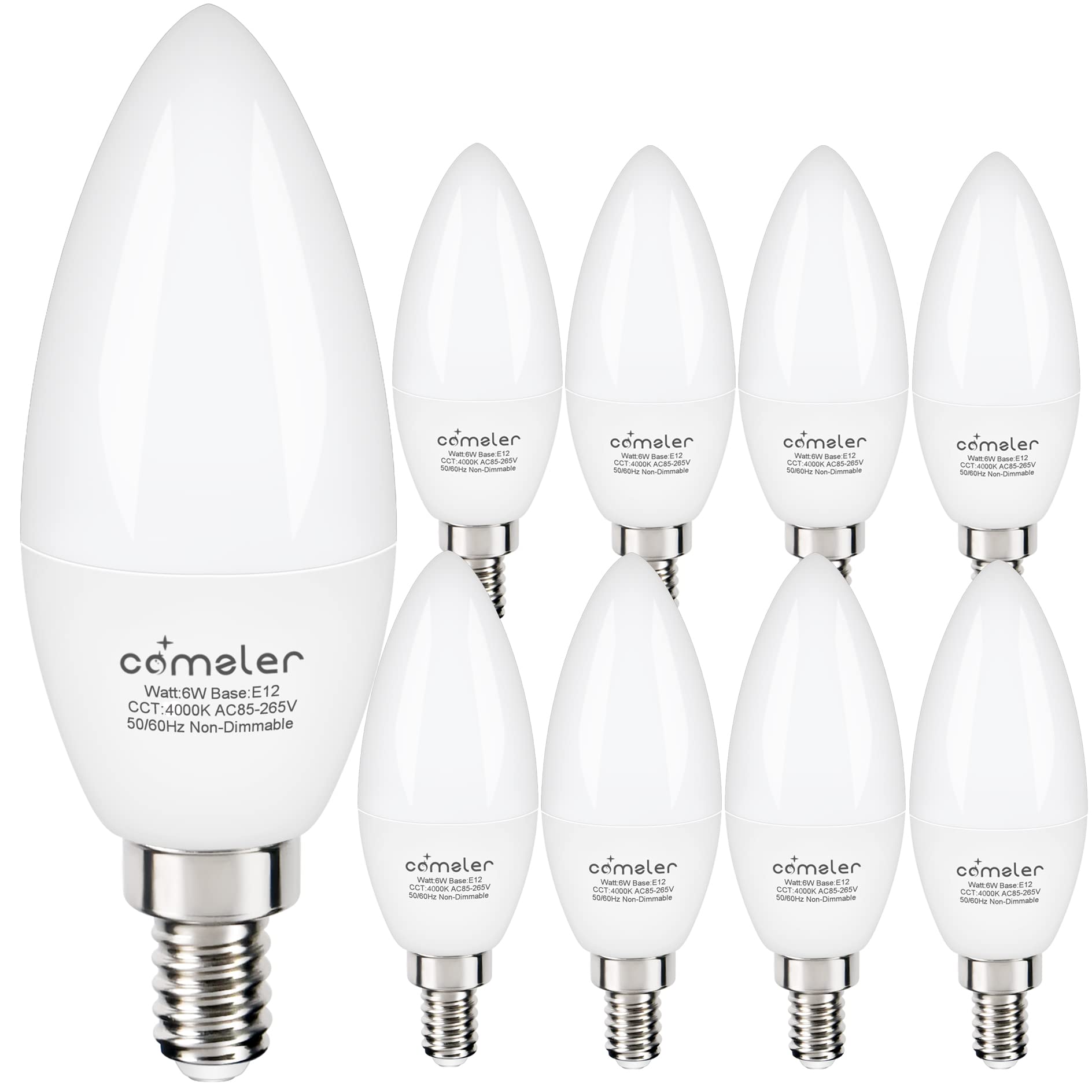 comzler E12 LED Bulb 4000K Natural Daylight 60W Equivalent Pack of 8