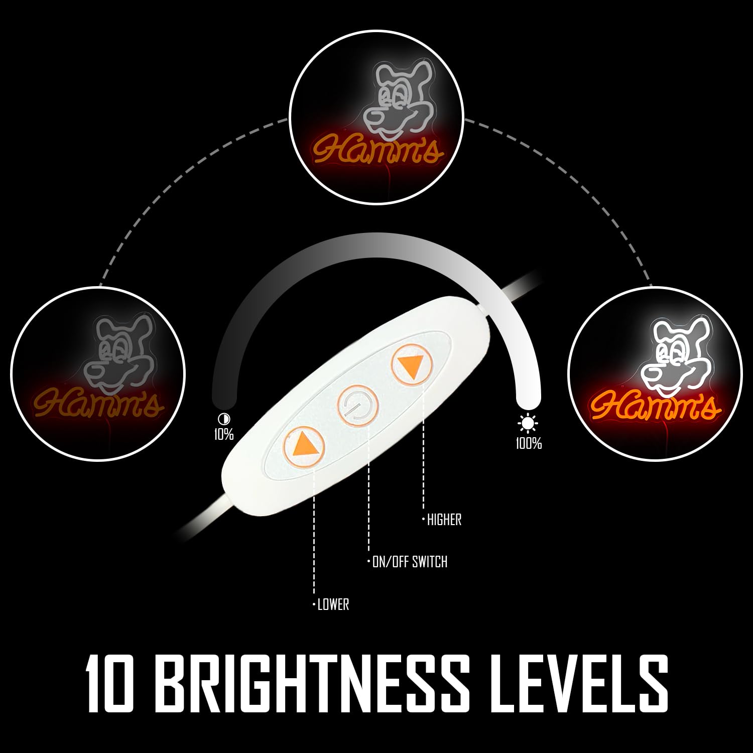 Jooetuu Hamms Beer Bear Neon Sign For Wall Decor Dimmable Hamm'S Beer Light Neon Sign Led Bear Neon Light Signs For Beer Pub Club Home Bar, Man Cave