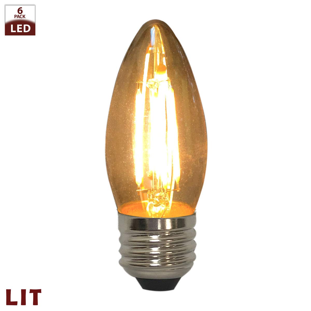 Royal Designs, Inc Lb-1500-6 Lb-1500-6 Vintage Dimmable Edison Light Bulb, C6/E26, Golden Smoke, 6 Count