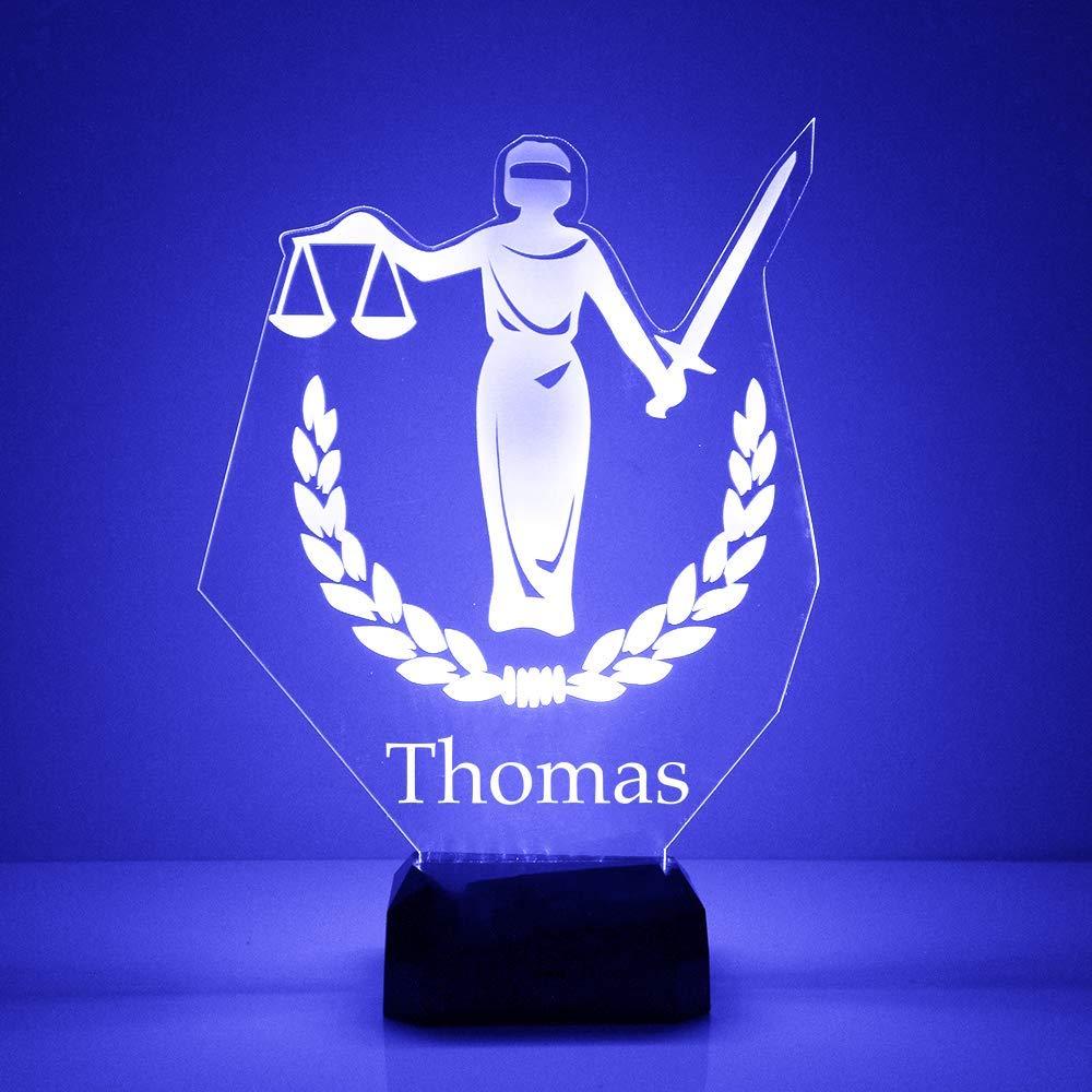 Custom Lawyer Lady Justice LED Sign Night Light Lamp with Remote, Light Up Display with Personalized Name or Image, Customized a