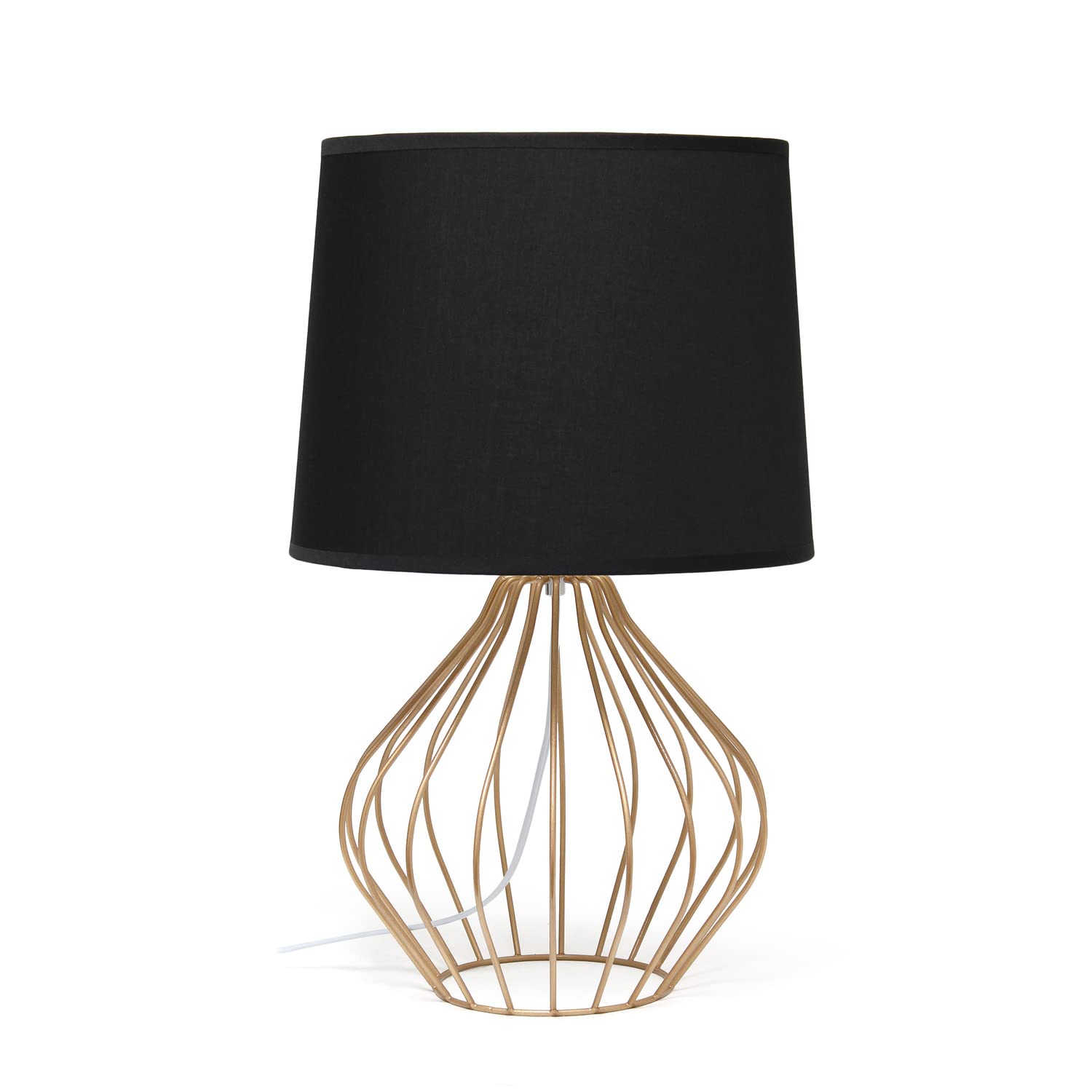 Simple Designs LT2086-BOC Bedside Table Lamp, Iron, Copper/Black, 12.25inL x 12.25inW x 19.75inH