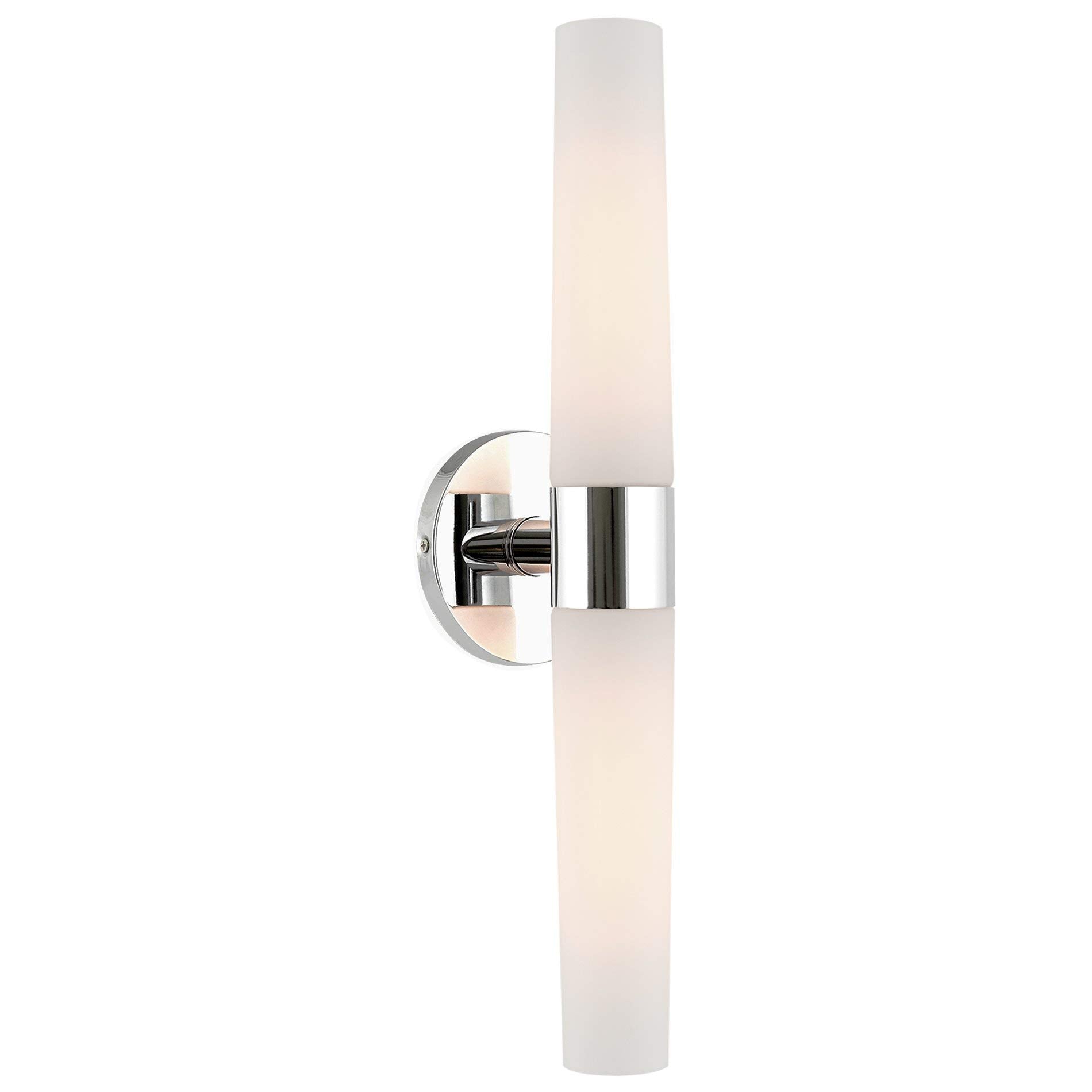 Kira Home Duo 21 Modern 2-Light Wall Sconce with Frosted Opal Glass Shades  for Bathroom/Vanity  Chrome Finish