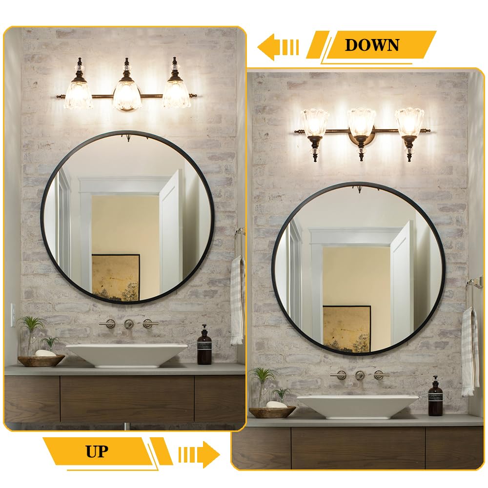 Ditoon Matte Black Bathroom Vanity Light, 3-Light Glass Shade Wall Sconce, Model DX230004V