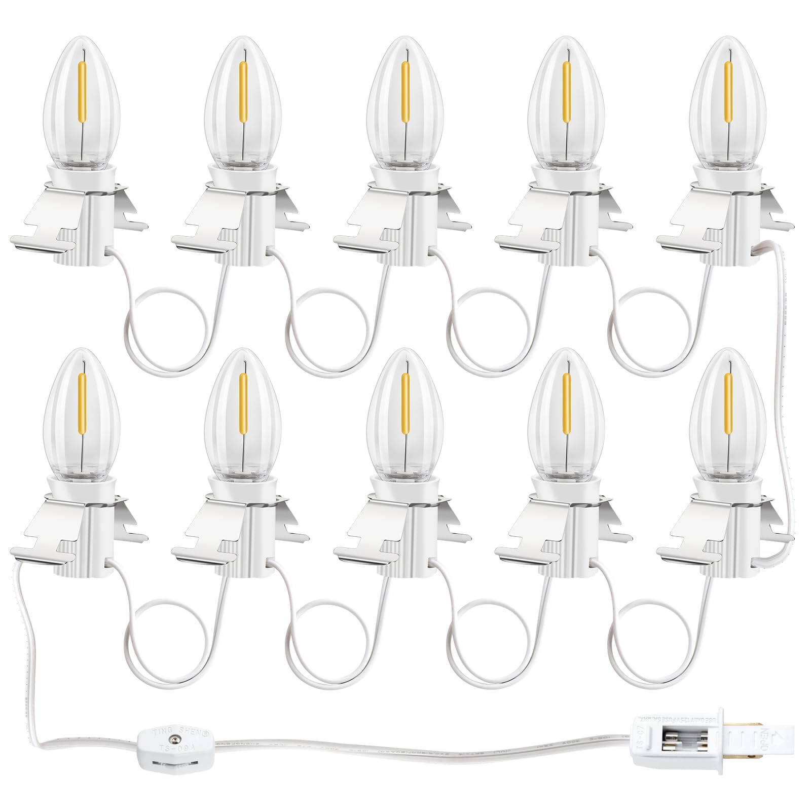 Sousery Christmas Village Lights with 10 LED Warm-White Bulb,Decoration for Christmas Village Houses,Halloween Holiday,C7 Christ