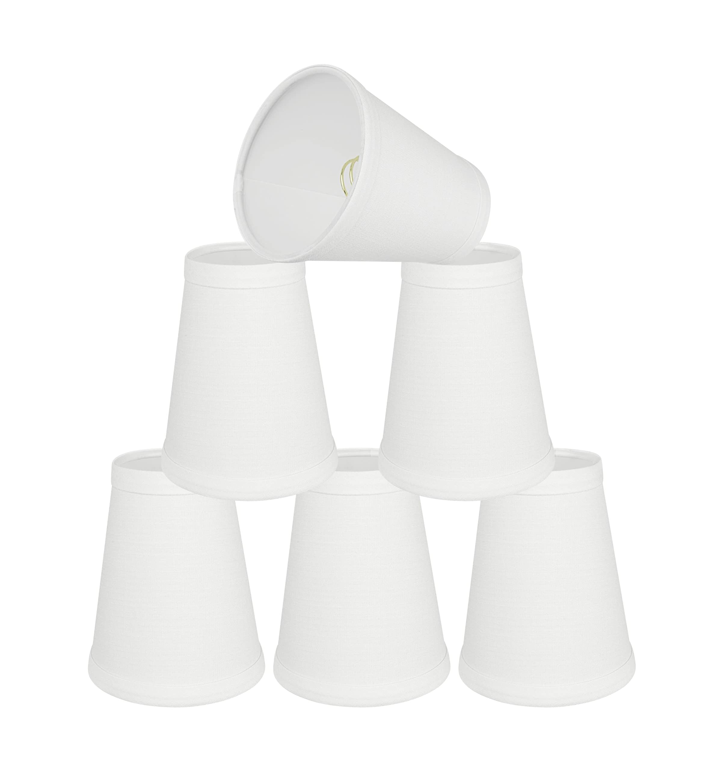 Aspen Creative 32080-6 Small Hardback Empire Shape Chandelier Clip-On Lamp Shade Set (6 Pack), Transitional Design in Off White, 4&quot; bottom width (2.5&quot; x 4&quot; x 5&quot;)