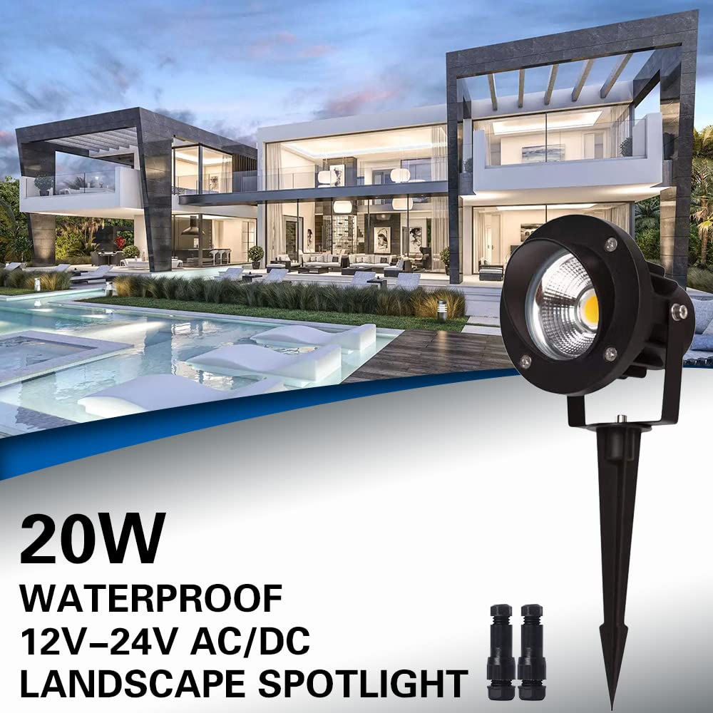 Eaglod 20W Led Spotlights Outdoor Landscape Lights,Low Voltage Led Landscape Lighting, 12V ~24V Ac/Dc Waterproof Landscape Spotl