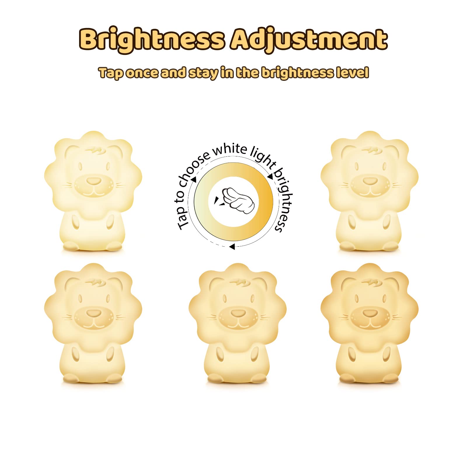 JADENS Cute Night Light for Kids - Paint Free Silicone Lion LED Nightlight, Nursery Lamp with Timer, for Toddler, Baby, Girls, B