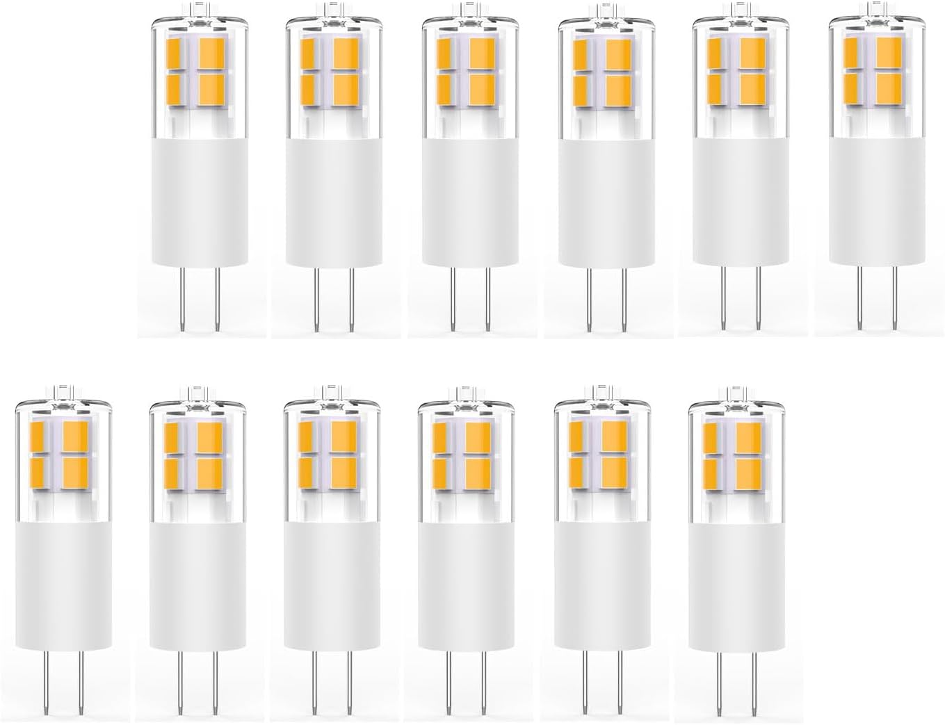 Baoming 12Pcs G4 Led Bulb 12V 3W Jc Bi-Pin Base, 20W-35W T3 G4 Halogen Equivalent, 2700K Soft Warm White, No-Flicker 380Lm, Chan