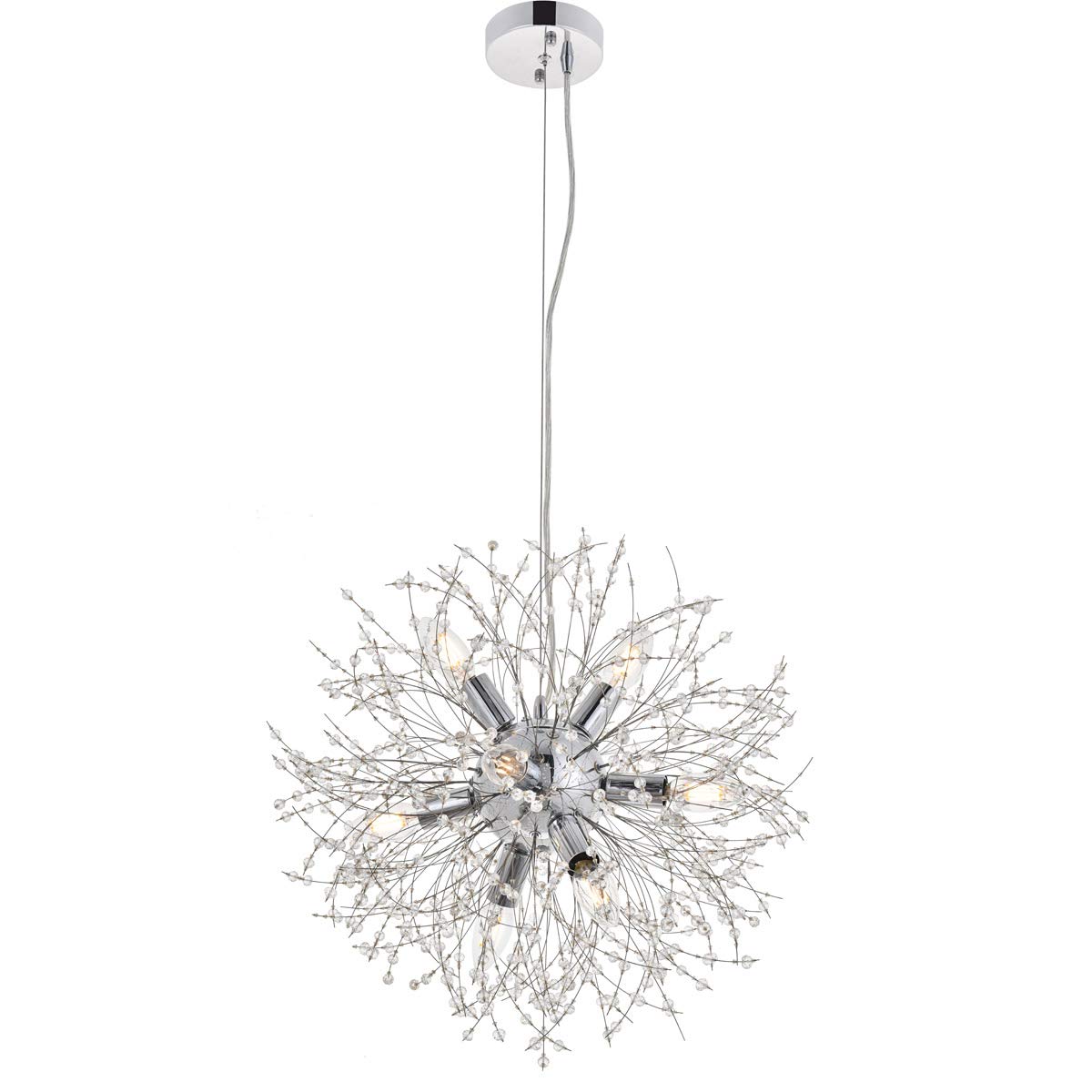 Living District Indoor Modern Home Decorative Bright Ceiling Flores 8 Light Chrome Pendant