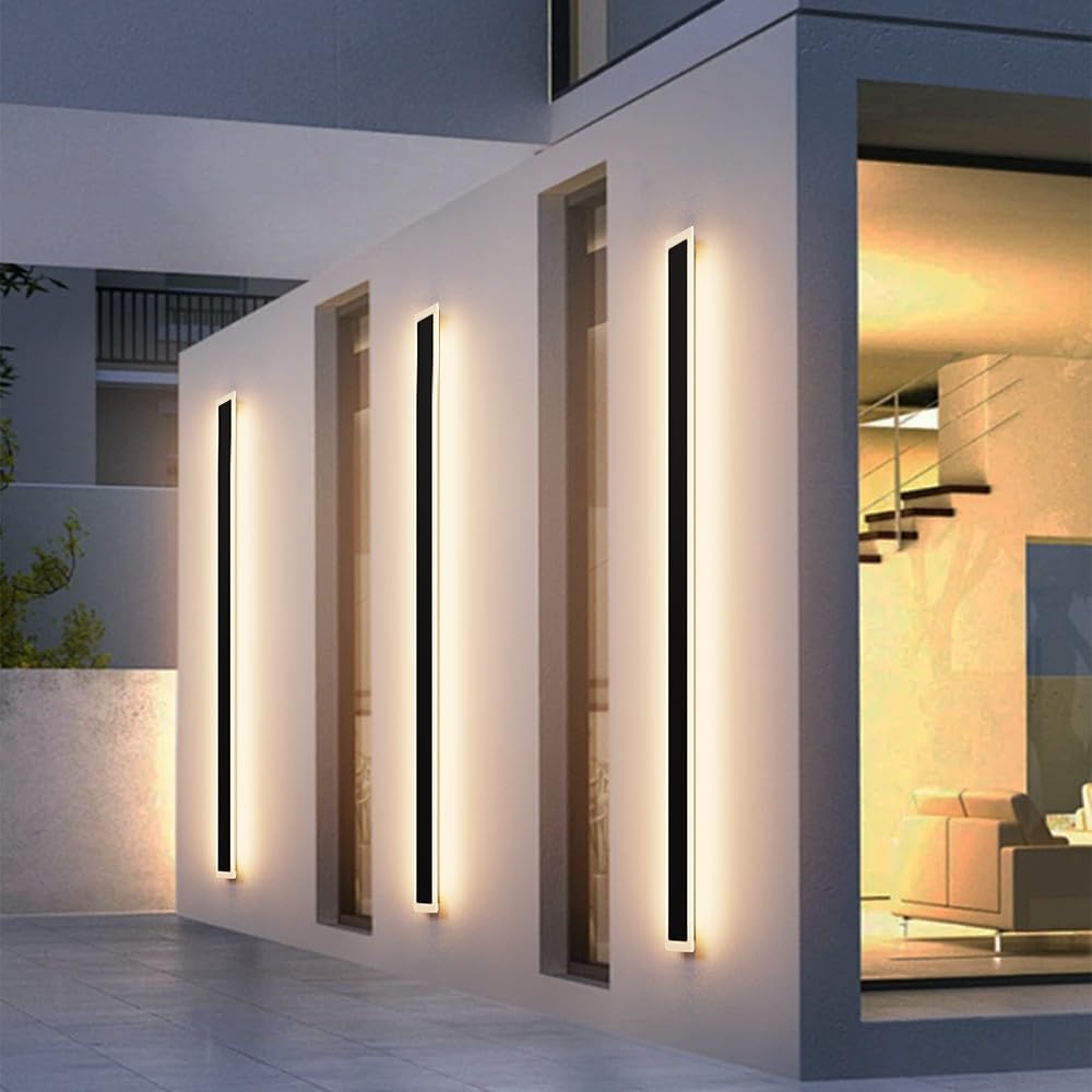 Aipsun Porch Wall Lights 71 inch Long Strip Modern Outdoor Wall Light Fixture 1 Pack, 55W Black Wall Mount Lighting Sconce Exter