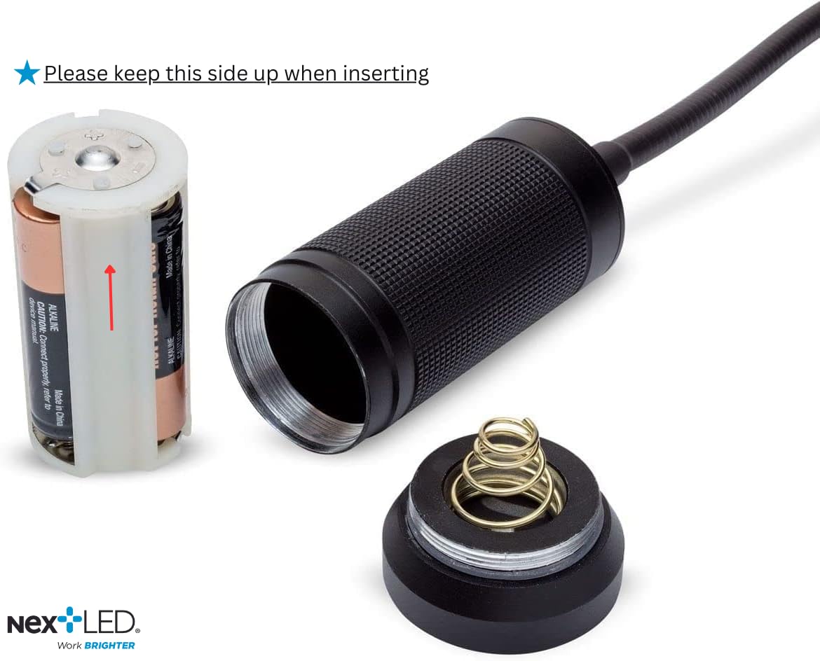 NextLED Magnetic LED Flashlight, Telescoping 20" Neck, 300 Lumen, Aluminum, Black, Model NT-7647-1