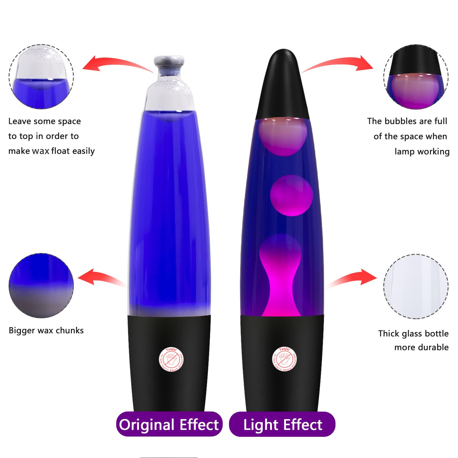 Vanful Liquid Motion Lamp, 13in Purple White Aluminum Nightlight for Home Decoration