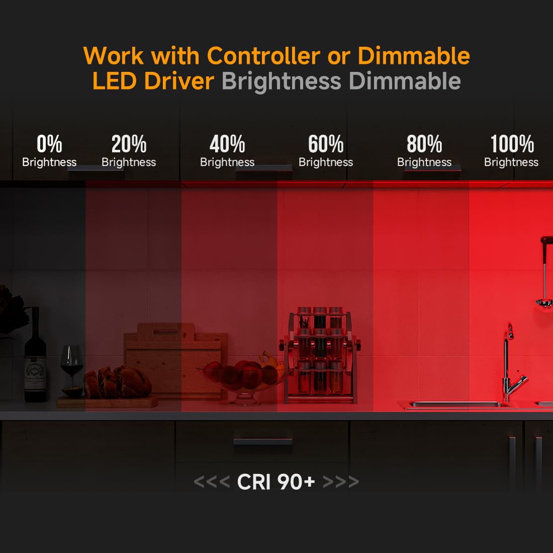 Btf-Lighting Fcob Cob Led Strip Red Color 480Leds/M 16.4Ft Dc12V Flexible High Density Uniform Light 8Mm Width Bright Dimmable F