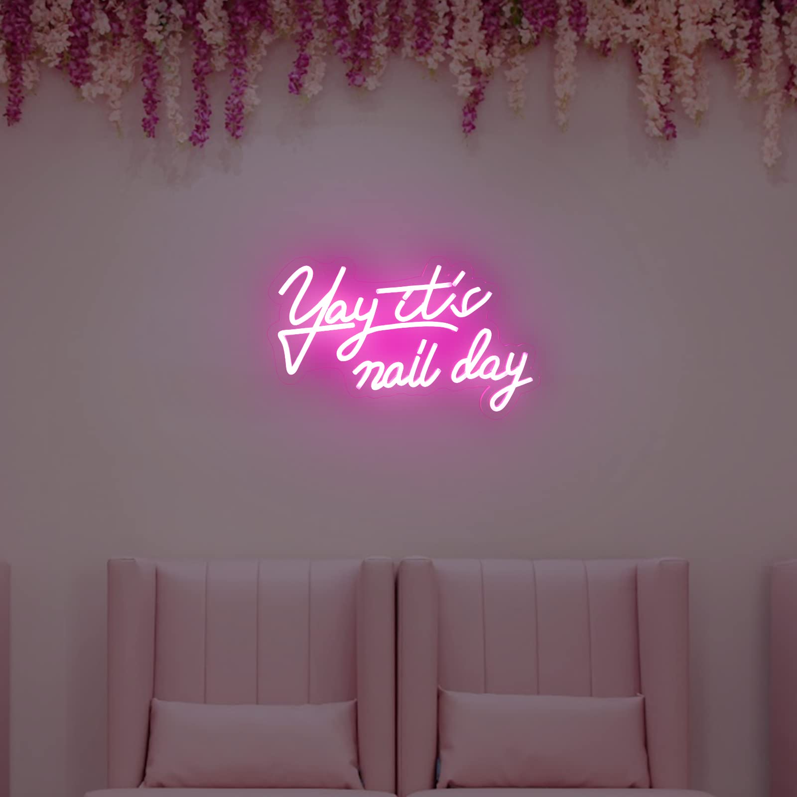 Moodlion LED Neon Sign for Wall Decor, Pink Nail Tech Decor, 16.6x10.7 IN, Model JMNH00025-NAIL, Made of Acrylonitrile Butad