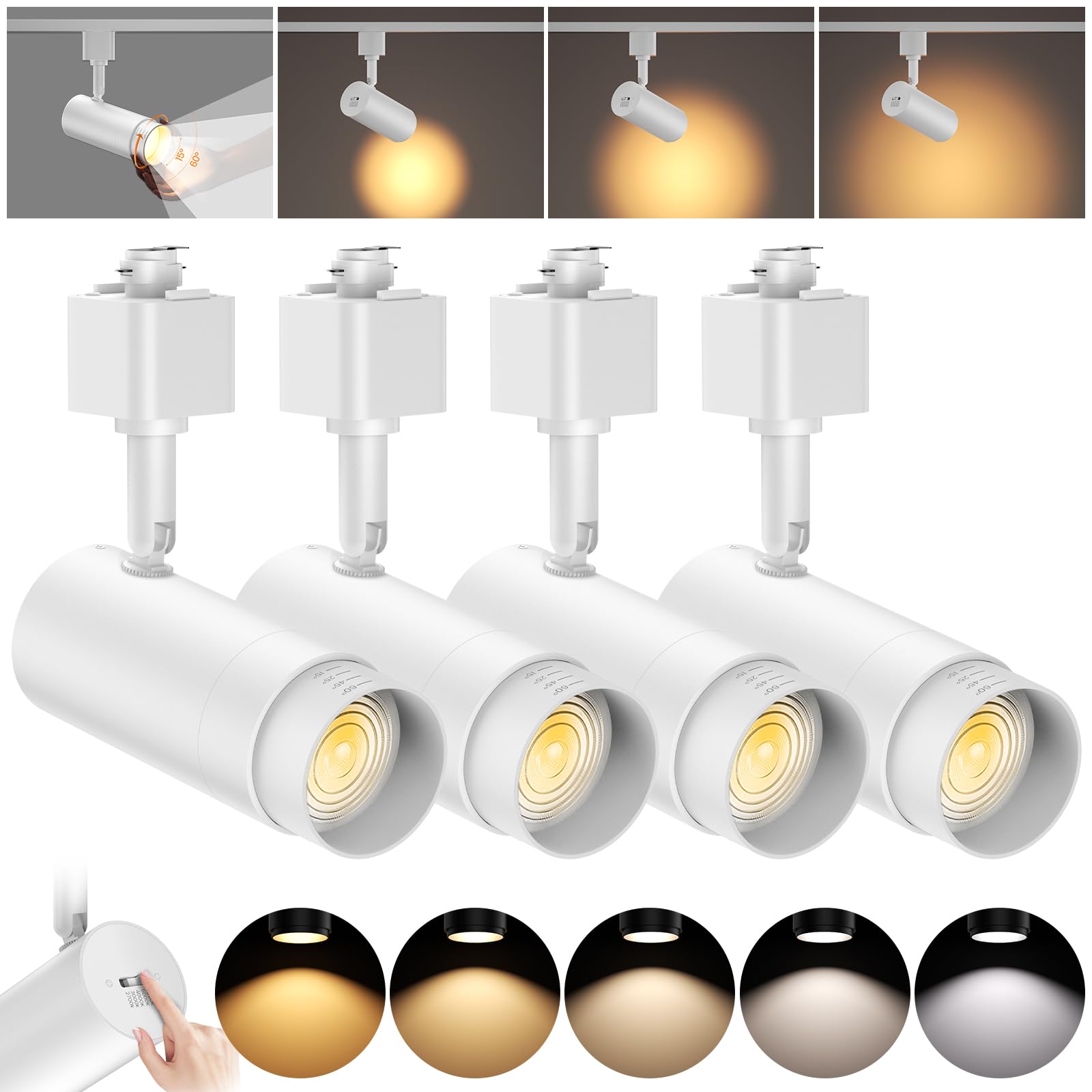 AIBISOD 10W Zoomable 5-Color LED Track Lighting Heads H Type Track Light Heads Dimmable White Track Lights 2700K 3000k 4000k 500