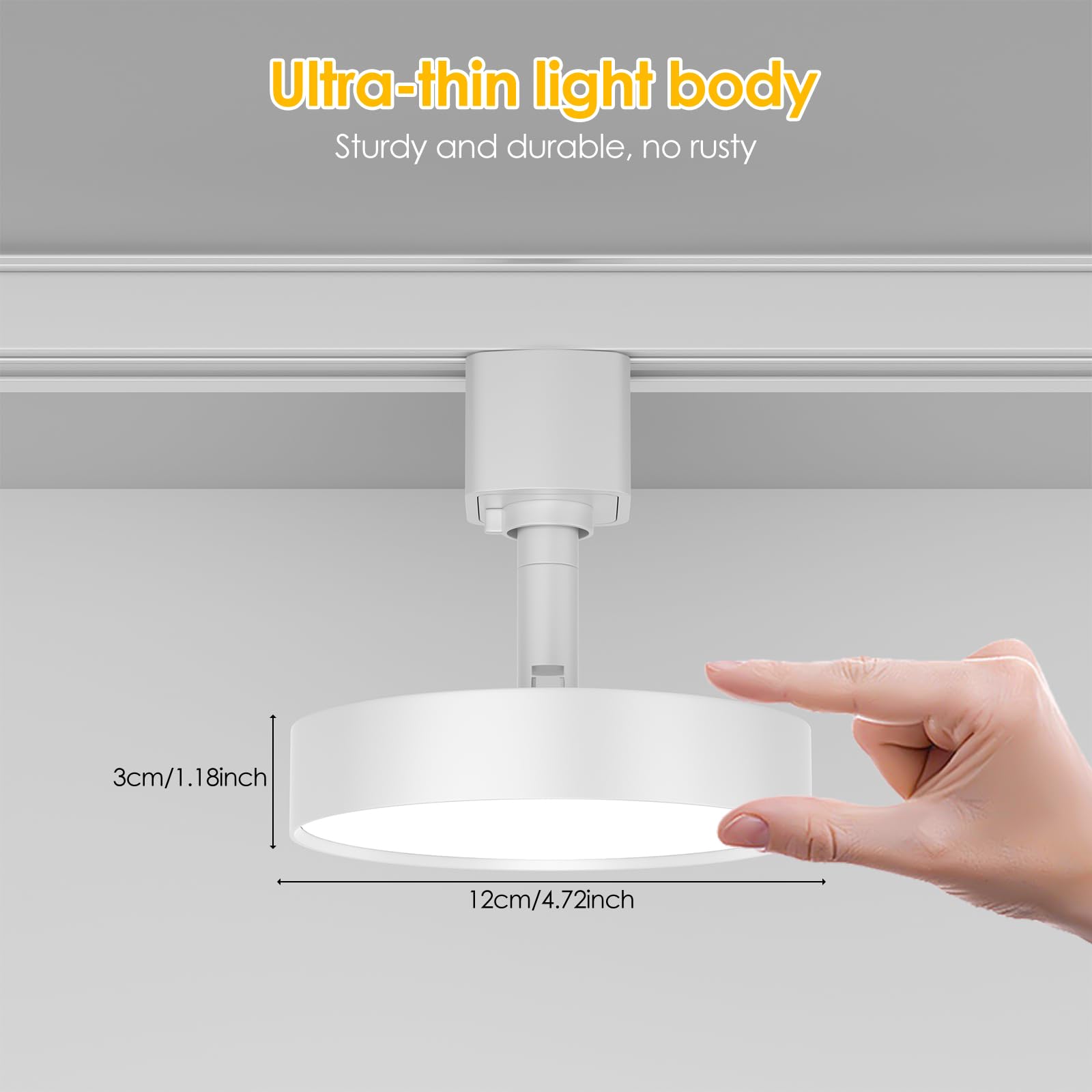 TuyuBEE Dimmable LED Track Lighting Heads, 12W 1000lm, Flicker Free, H Type, 4 Pack, White, Aluminum, Model T-TLBU12