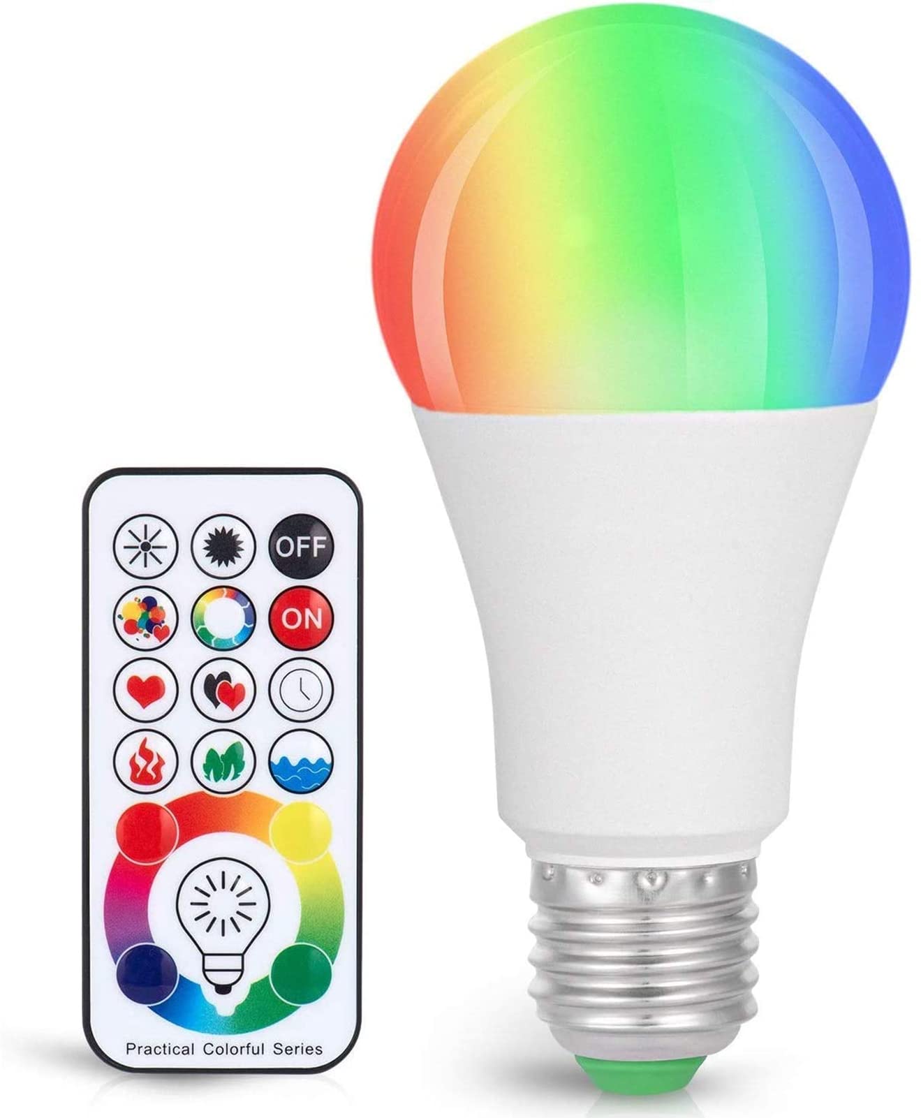 SUNNEST LED Color Changing Light Bulb, Dimmable 10W (60W Equivalent), RGBW, 120 Colors, E26 Screw Base, Glass, Pack of 1